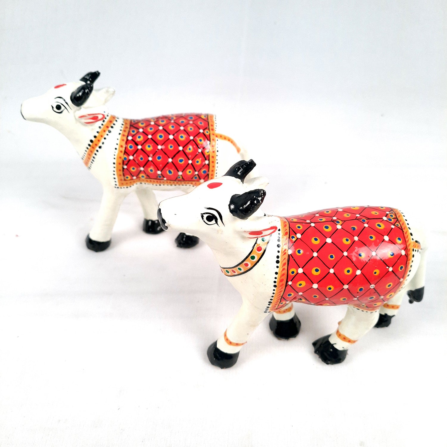 Cow Showpiece | Kamdhenu Cow Statue Figurine - for Puja, Home, Table, Shelf, Living Room Decor, Gifts - 5 Inch - apkamart