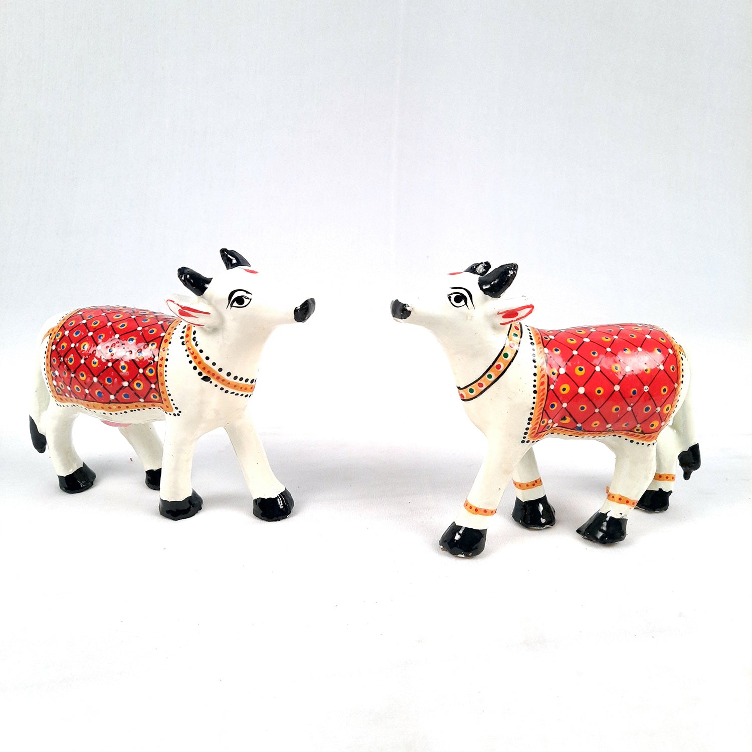 Cow Showpiece | Kamdhenu Cow Statue Figurine - for Puja, Home, Table, Shelf, Living Room Decor, Gifts - 5 Inch - apkamart