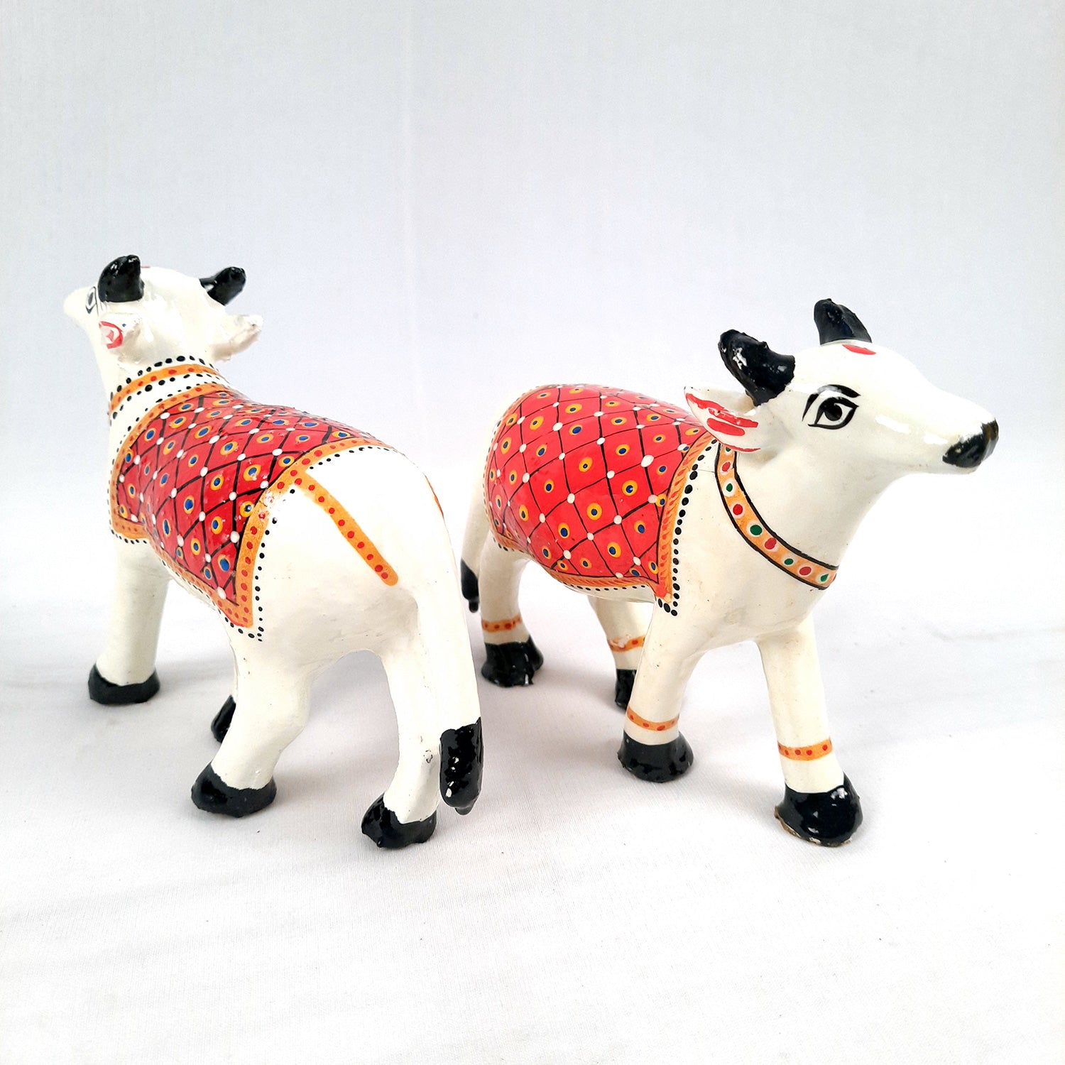 Cow Showpiece | Kamdhenu Cow Statue Figurine - for Puja, Home, Table, Shelf, Living Room Decor, Gifts - 5 Inch - apkamart