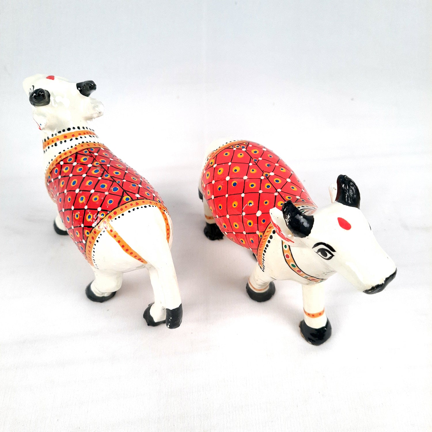 Cow Showpiece | Kamdhenu Cow Statue Figurine - for Puja, Home, Table, Shelf, Living Room Decor, Gifts - 5 Inch - apkamart