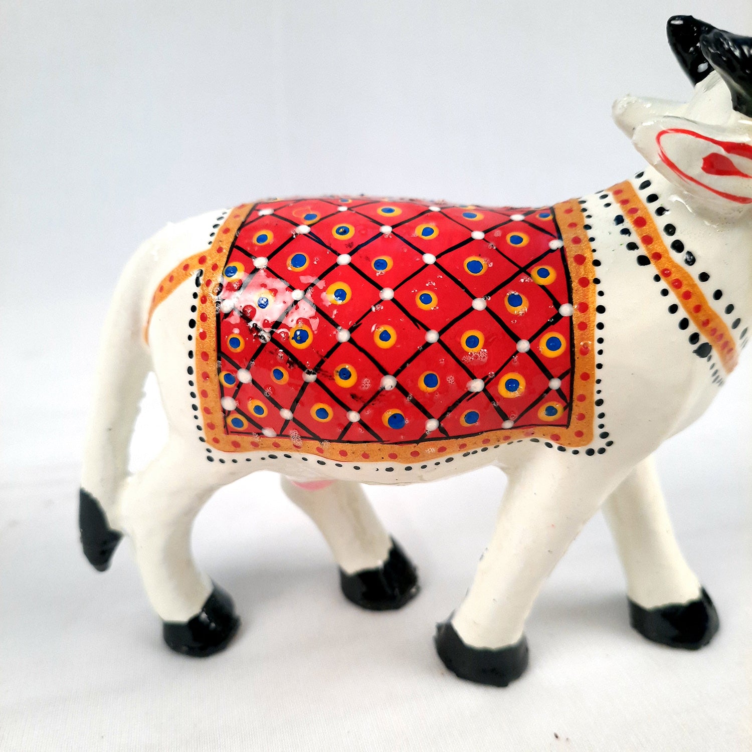 Cow Showpiece | Kamdhenu Cow Statue Figurine - for Puja, Home, Table, Shelf, Living Room Decor, Gifts - 5 Inch - apkamart