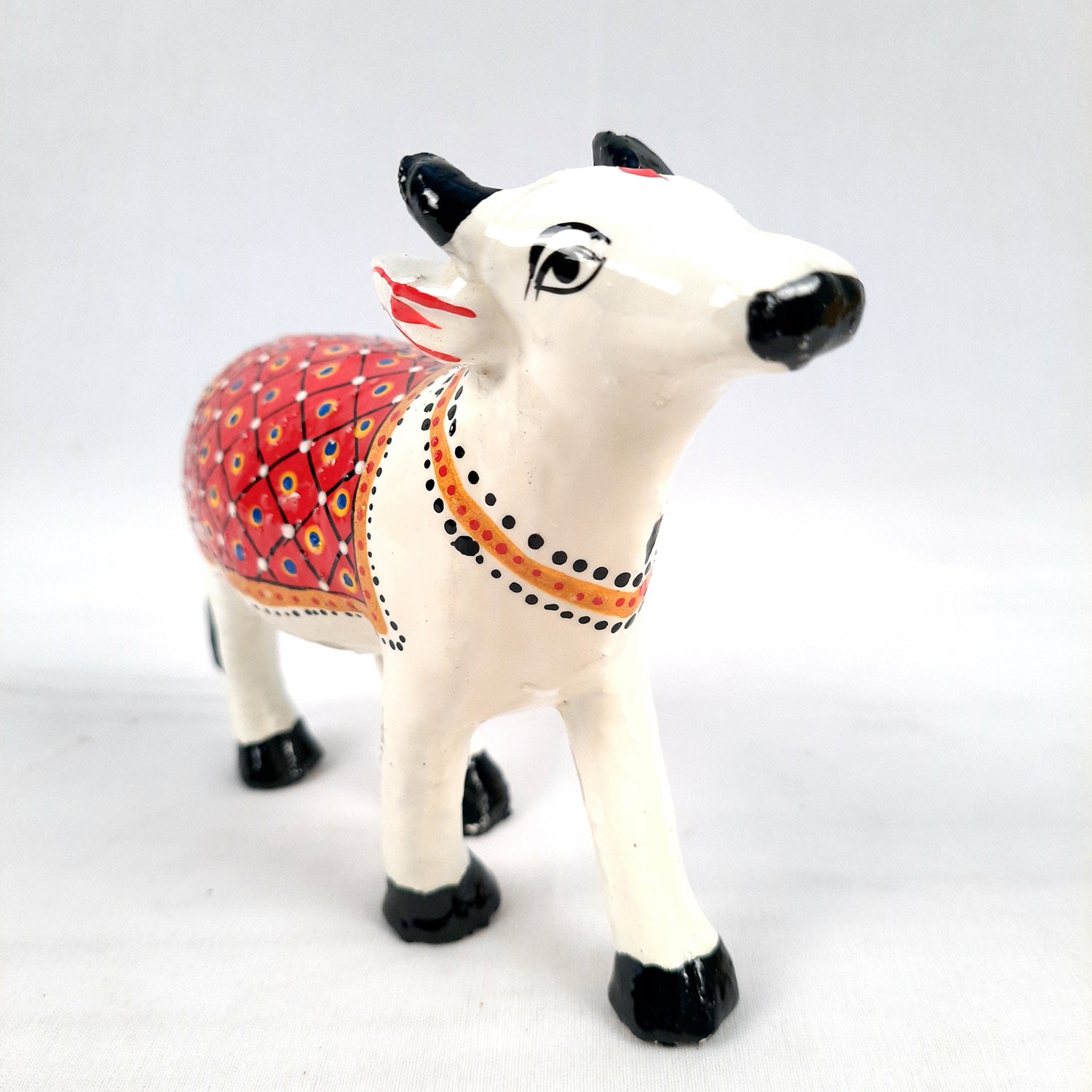 Cow Showpiece | Kamdhenu Cow Statue Figurine - for Puja, Home, Table, Shelf, Living Room Decor, Gifts - 5 Inch - apkamart