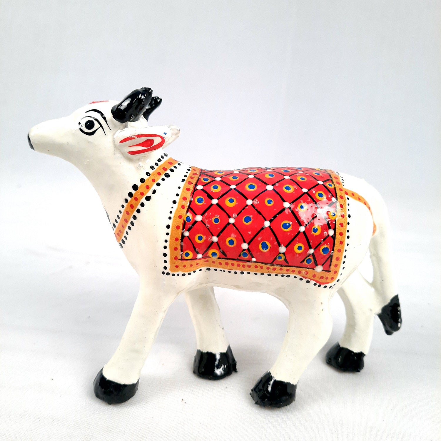 Cow Showpiece | Kamdhenu Cow Statue Figurine - for Puja, Home, Table, Shelf, Living Room Decor, Gifts - 5 Inch - apkamart