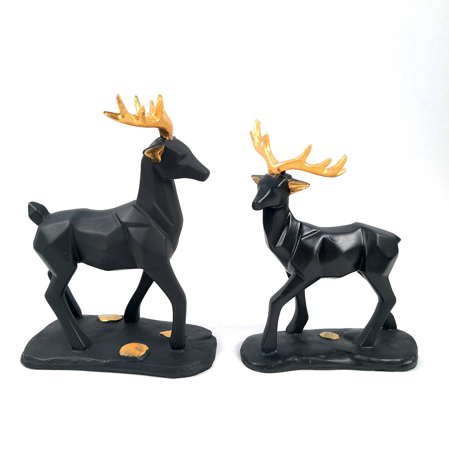 Deer Couple Showpiece | Reindeer Statue | Animal Figurines - for Home Decor, Garden, Balcony, Living Room & Gifts - Pack of 2 - apkamart #Color_Black