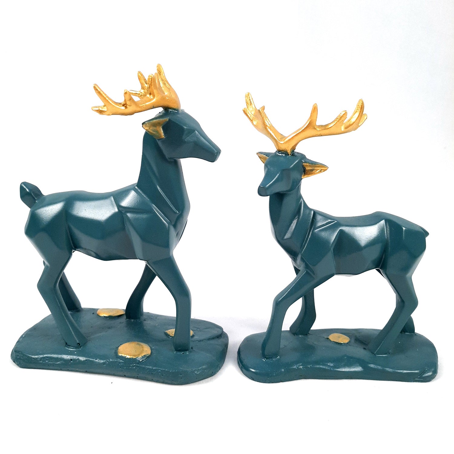 Deer Couple Showpiece | Reindeer Statue | Animal Figurines - for Home Decor, Garden, Balcony, Living Room & Gifts - Pack of 2 - apkamart #Color_Blue