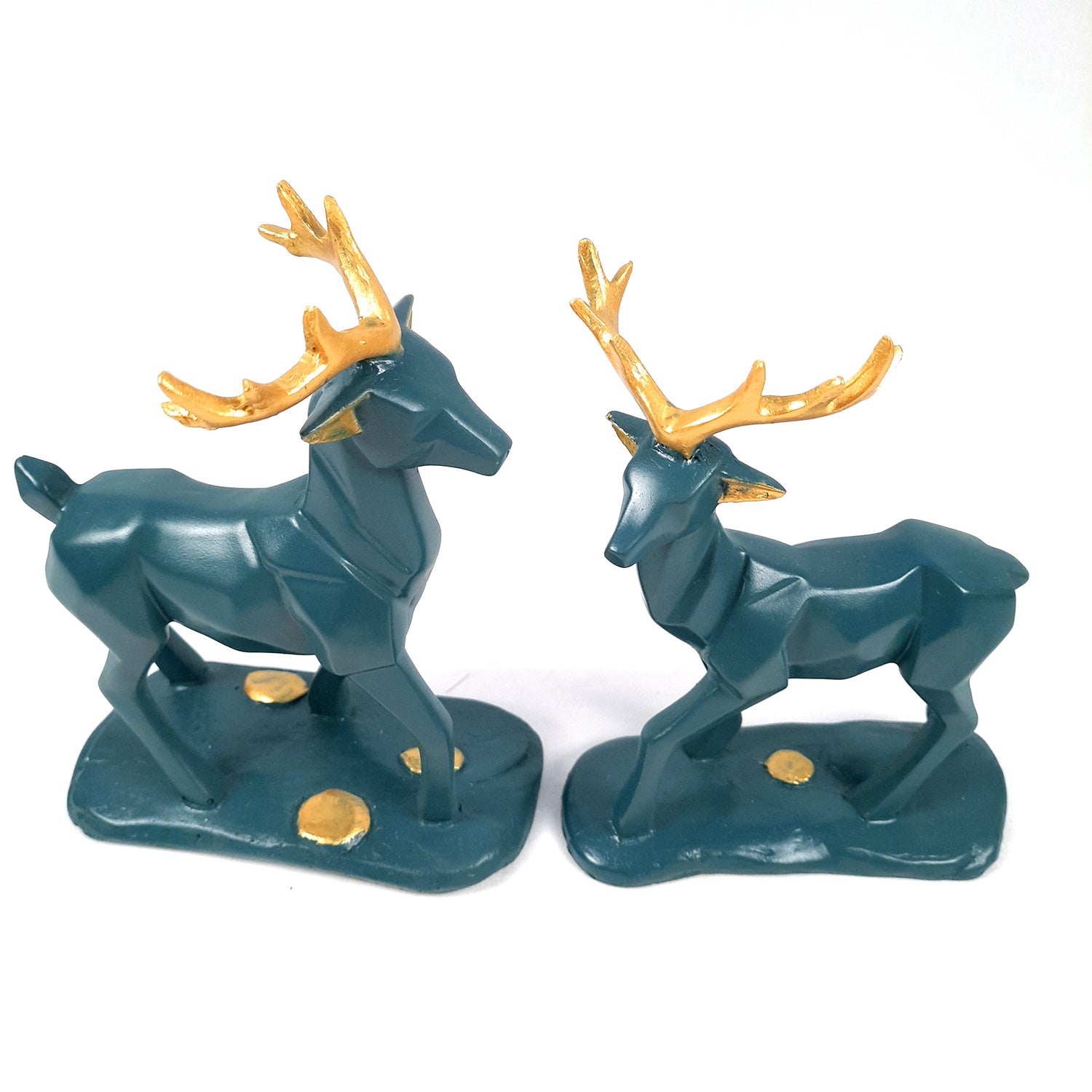 Deer Couple Showpiece | Reindeer Statue | Animal Figurines - for Home Decor, Garden, Balcony, Living Room & Gifts - Pack of 2 - apkamart #Color_Blue