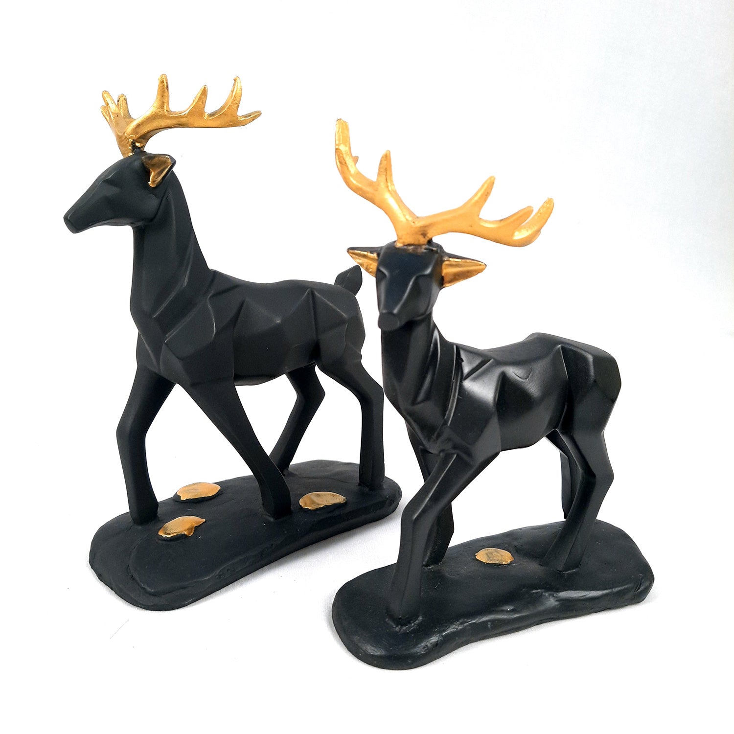 Deer Couple Showpiece | Reindeer Statue | Animal Figurines - for Home Decor, Garden, Balcony, Living Room & Gifts - Pack of 2 - apkamart #Color_Black