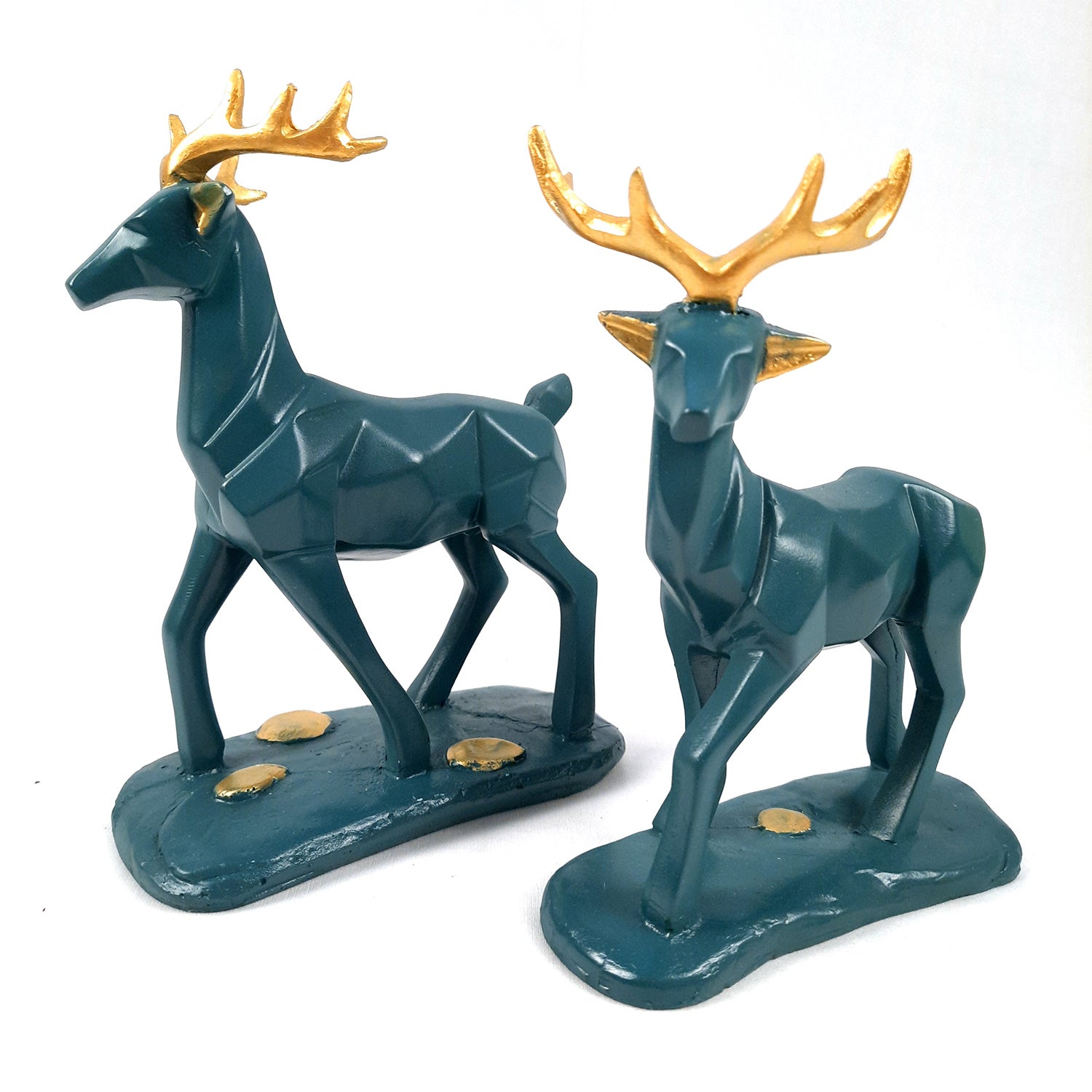 Deer Couple Showpiece | Reindeer Statue | Animal Figurines - for Home Decor, Garden, Balcony, Living Room & Gifts - Pack of 2 - apkamart #Color_Blue