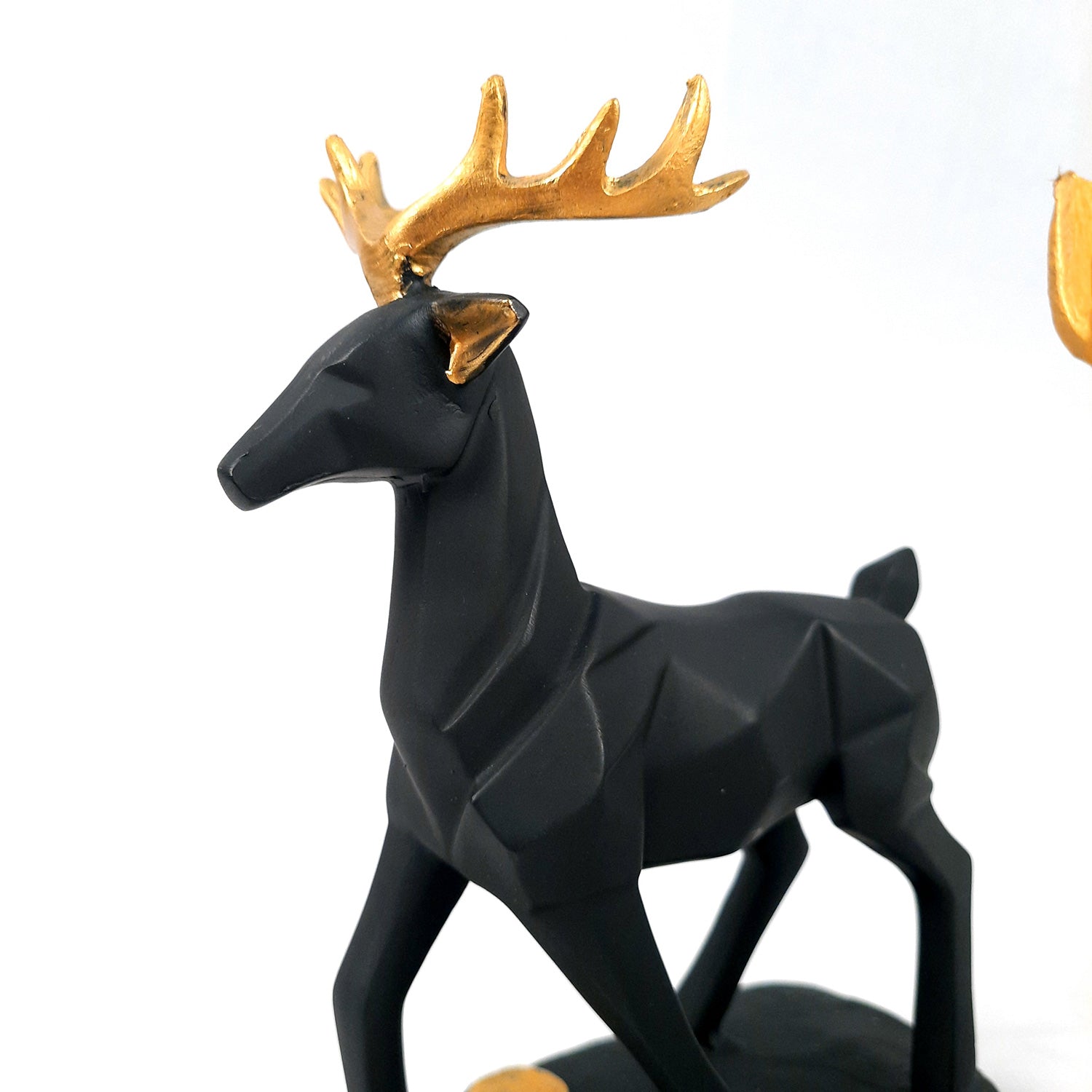 Deer Couple Showpiece | Reindeer Statue | Animal Figurines - for Home Decor, Garden, Balcony, Living Room & Gifts - Pack of 2 - apkamart #Color_Black