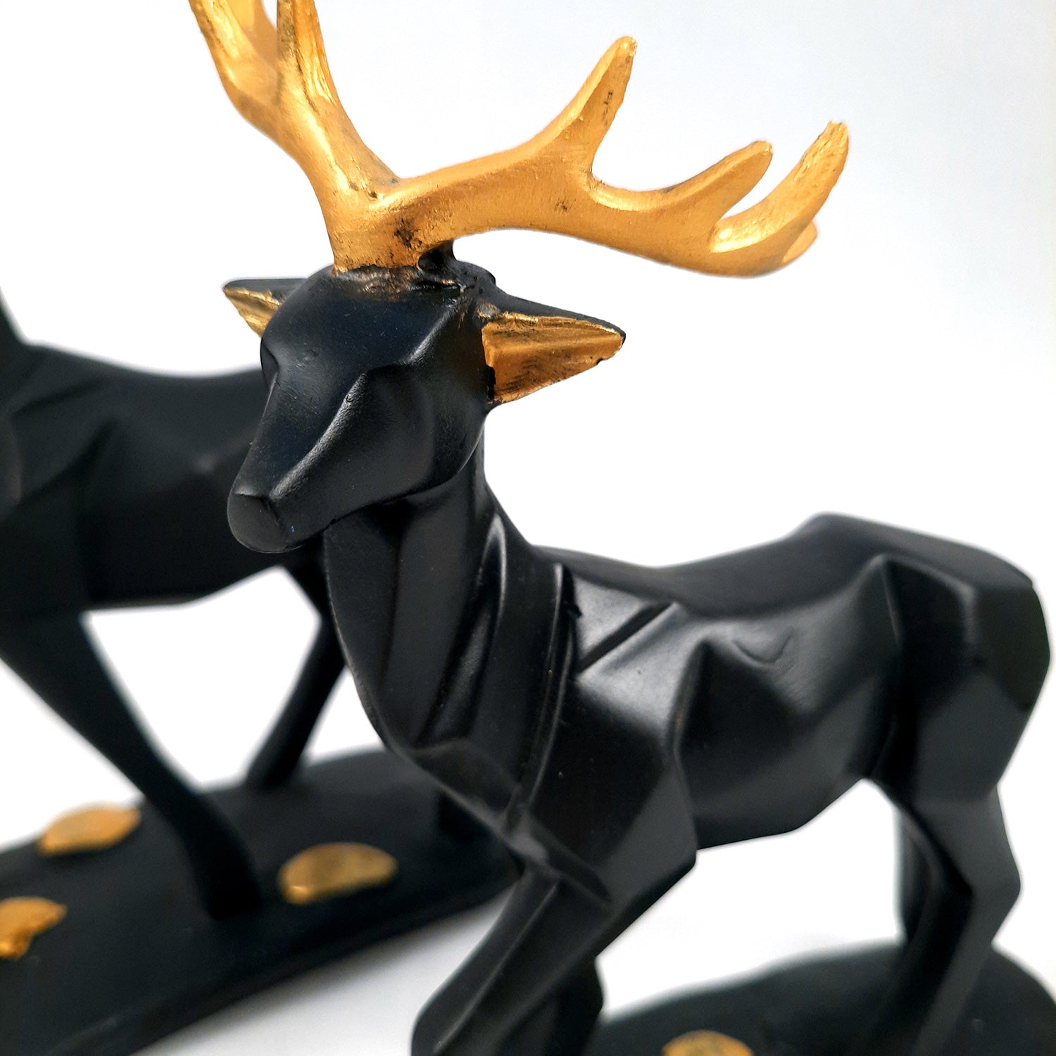 Deer Couple Showpiece | Reindeer Statue | Animal Figurines - for Home Decor, Garden, Balcony, Living Room & Gifts - Pack of 2 - apkamart #Color_Black