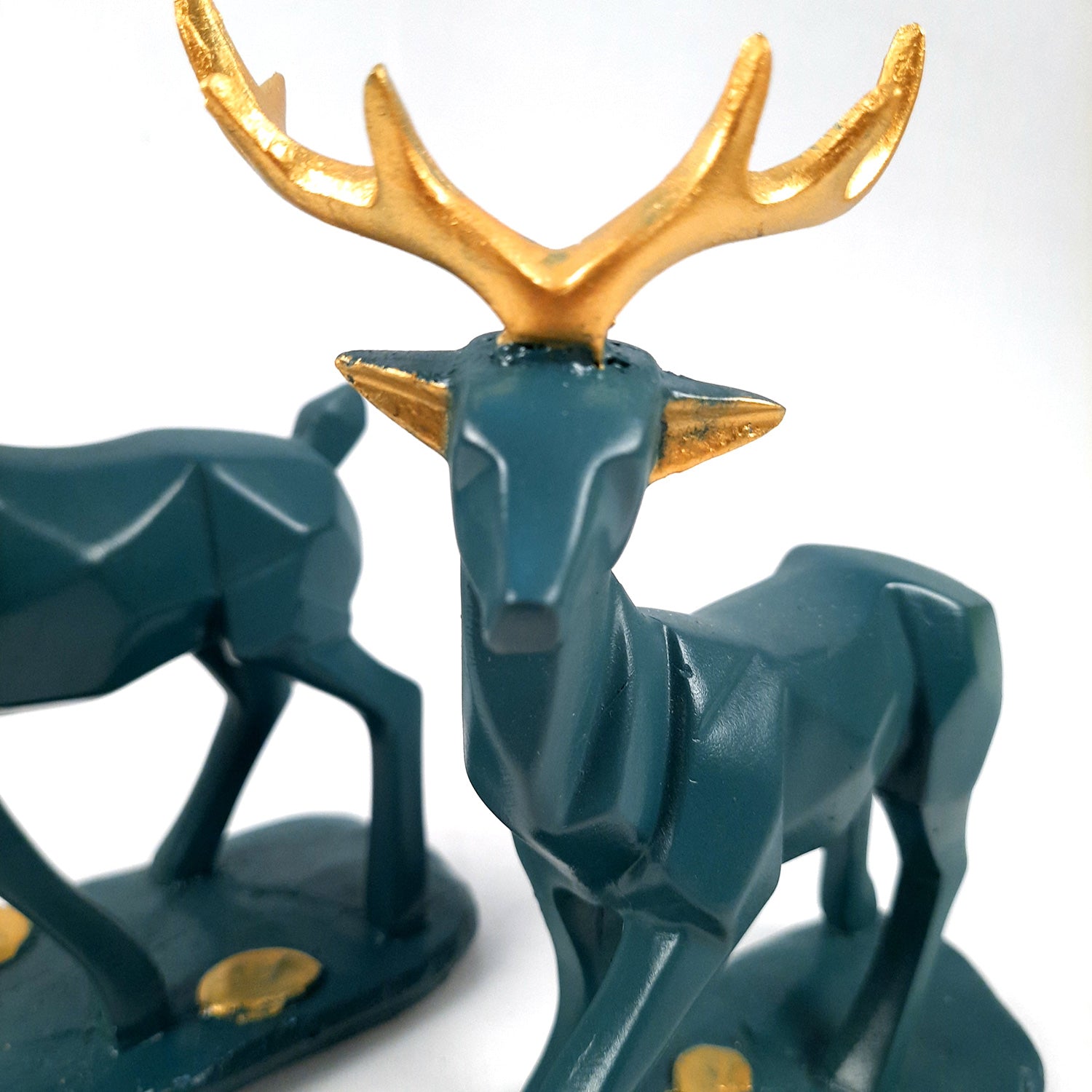 Deer Couple Showpiece | Reindeer Statue | Animal Figurines - for Home Decor, Garden, Balcony, Living Room & Gifts - Pack of 2 - apkamart #Color_Blue