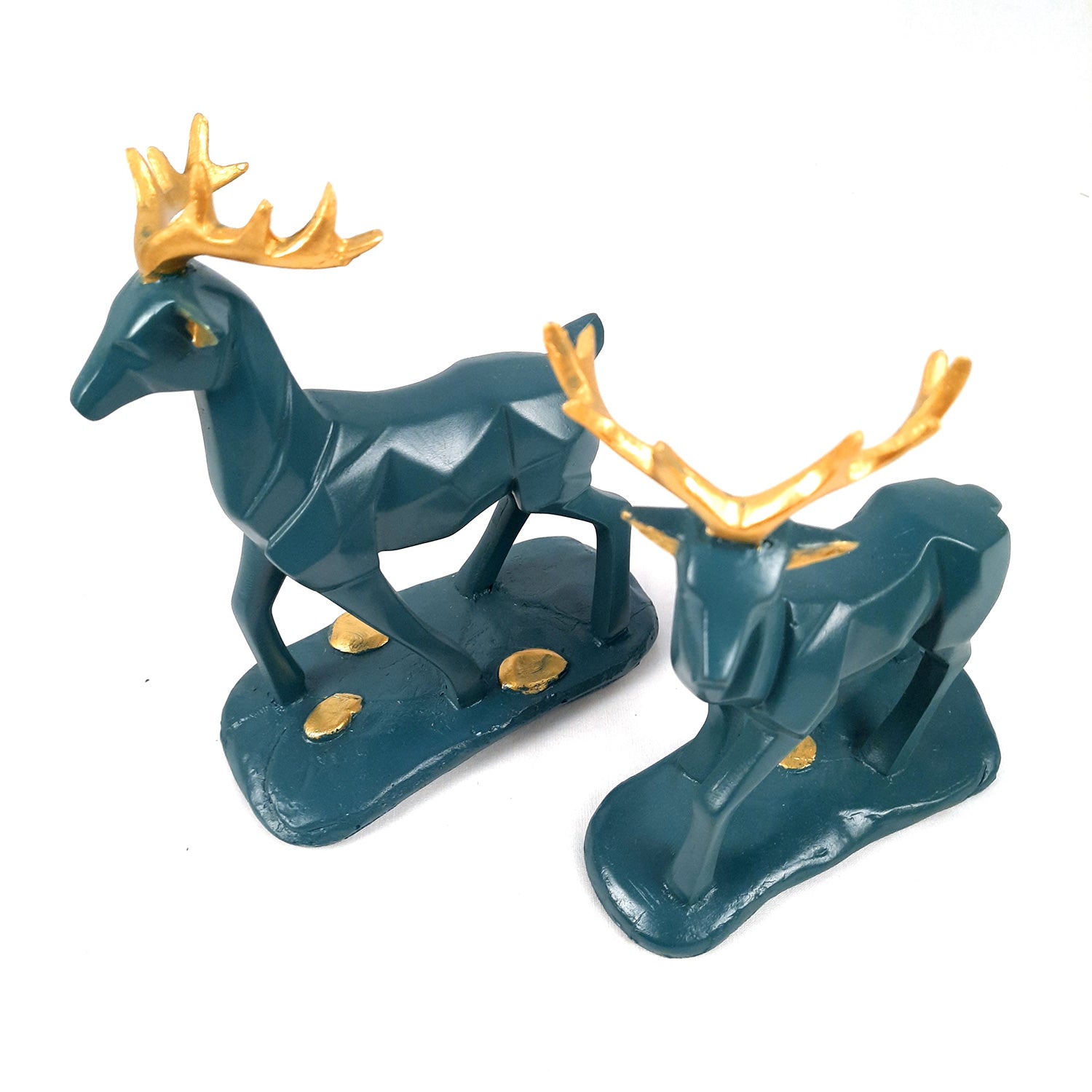 Deer Couple Showpiece | Reindeer Statue | Animal Figurines - for Home Decor, Garden, Balcony, Living Room & Gifts - Pack of 2 - apkamart #Color_Blue