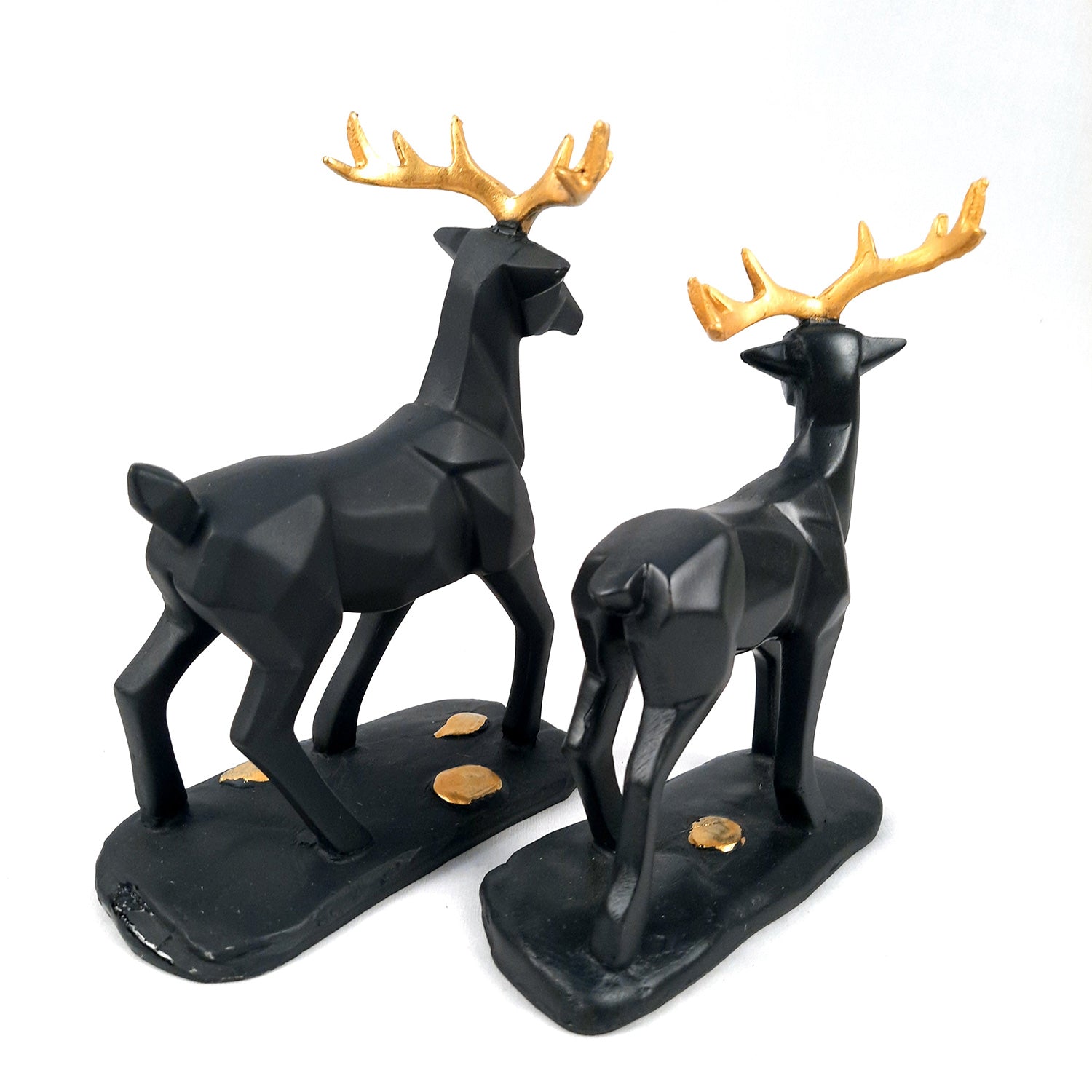 Deer Couple Showpiece | Reindeer Statue | Animal Figurines - for Home Decor, Garden, Balcony, Living Room & Gifts - Pack of 2 - apkamart #Color_Black