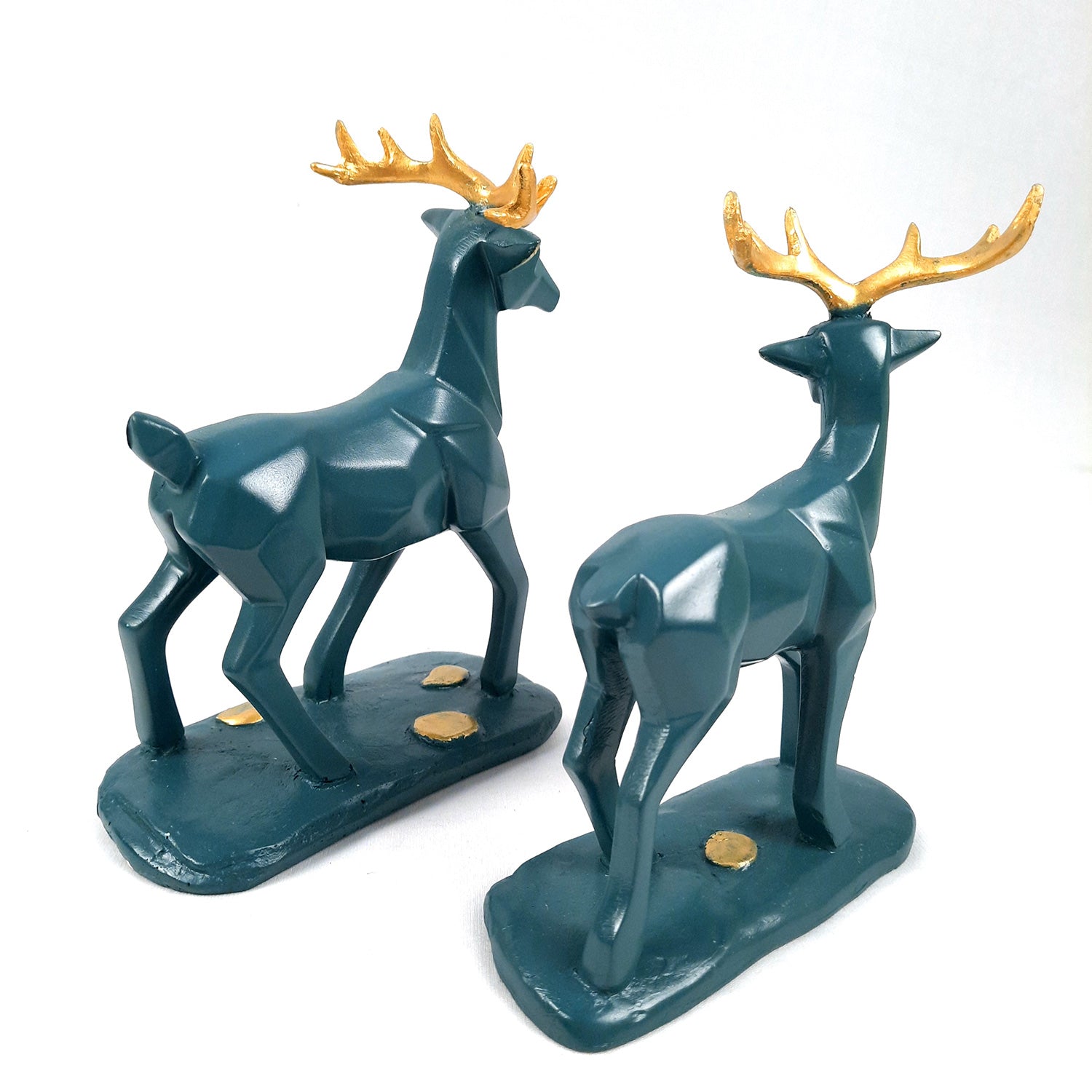 Deer Couple Showpiece | Reindeer Statue | Animal Figurines - for Home Decor, Garden, Balcony, Living Room & Gifts - Pack of 2 - apkamart #Color_Blue