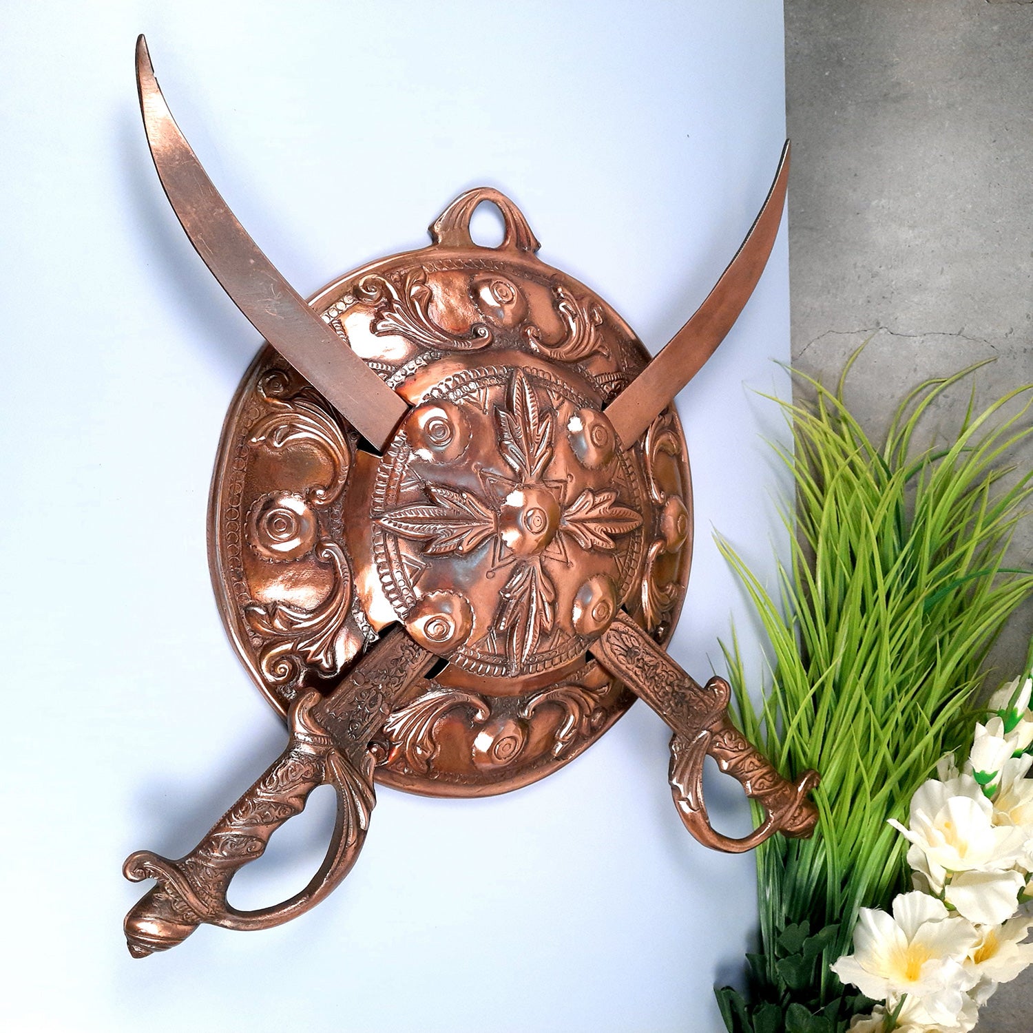 Dhal Talwar Wall Hanging | Sword & Shield Wall Mount Hangings - For Home, Living Room, Wall Decor & Gifts - 21 Inch