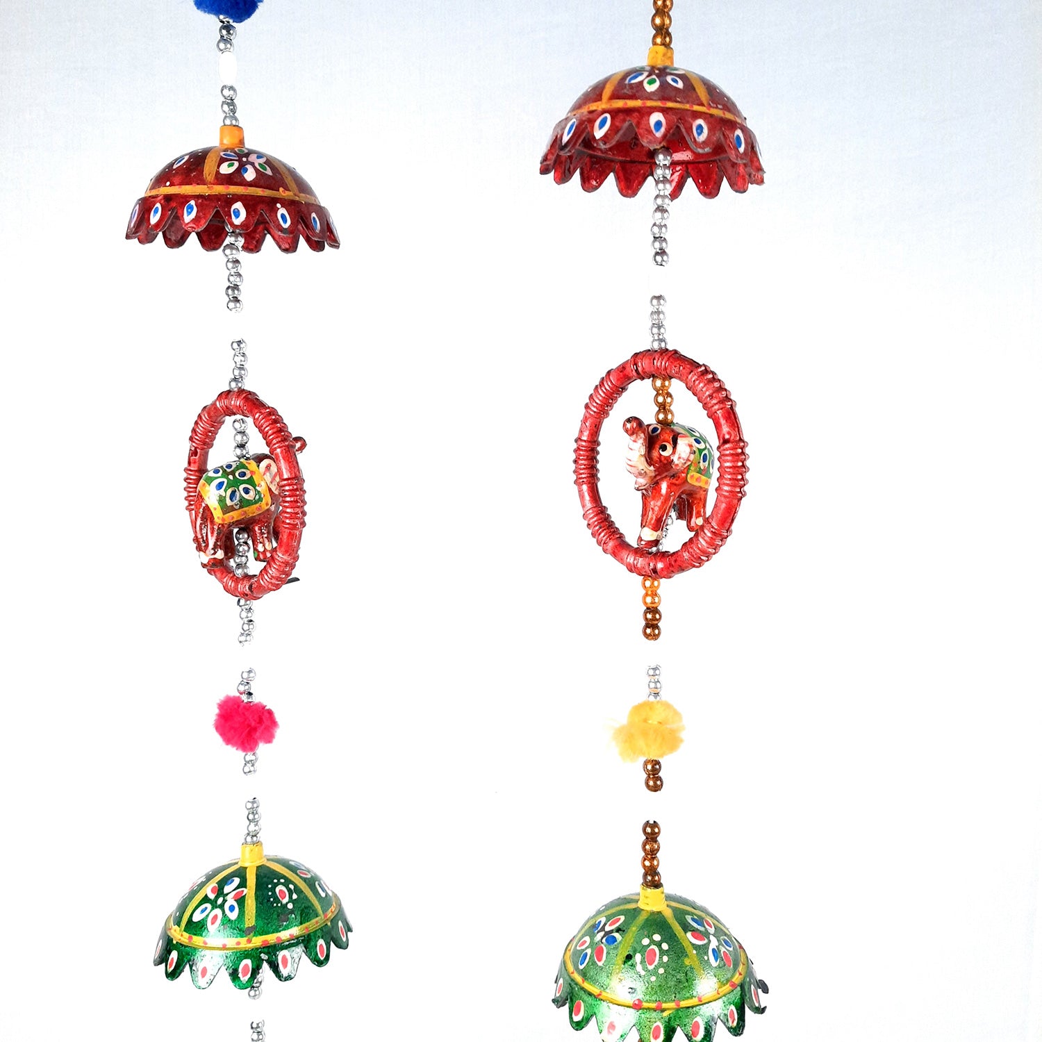 Latkan Toran Wall Hanging | Rajasthani Hangings with Bells - Elephant in Ring Design - for Main Door, Entrance, Wall, Home, Diwali Decoration - 38 Inch - apkamart #Style_Elephany