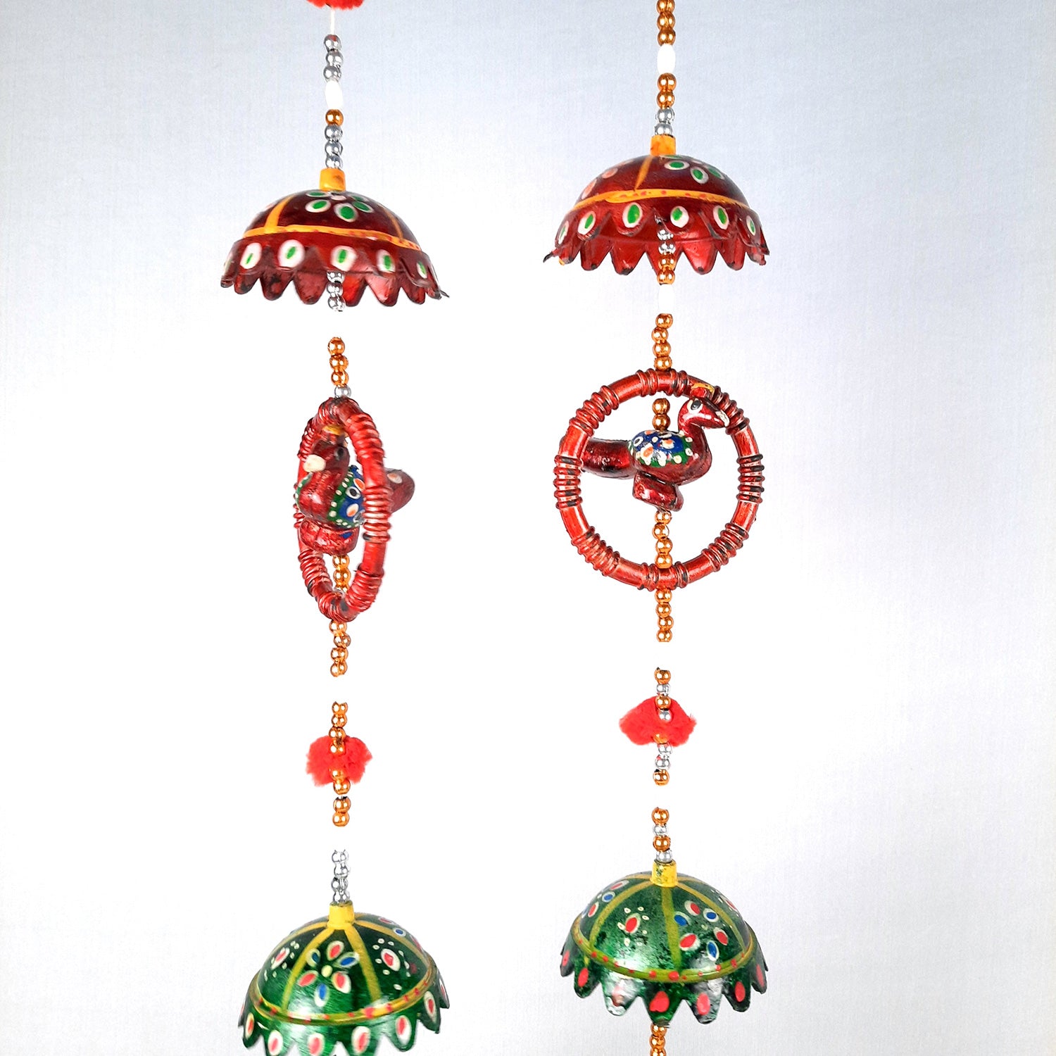 Latkan Toran Wall Hanging | Rajasthani Hangings with Bells - Elephant in Ring Design - for Main Door, Entrance, Wall, Home, Diwali Decoration - 38 Inch - apkamart #Style_Peacock