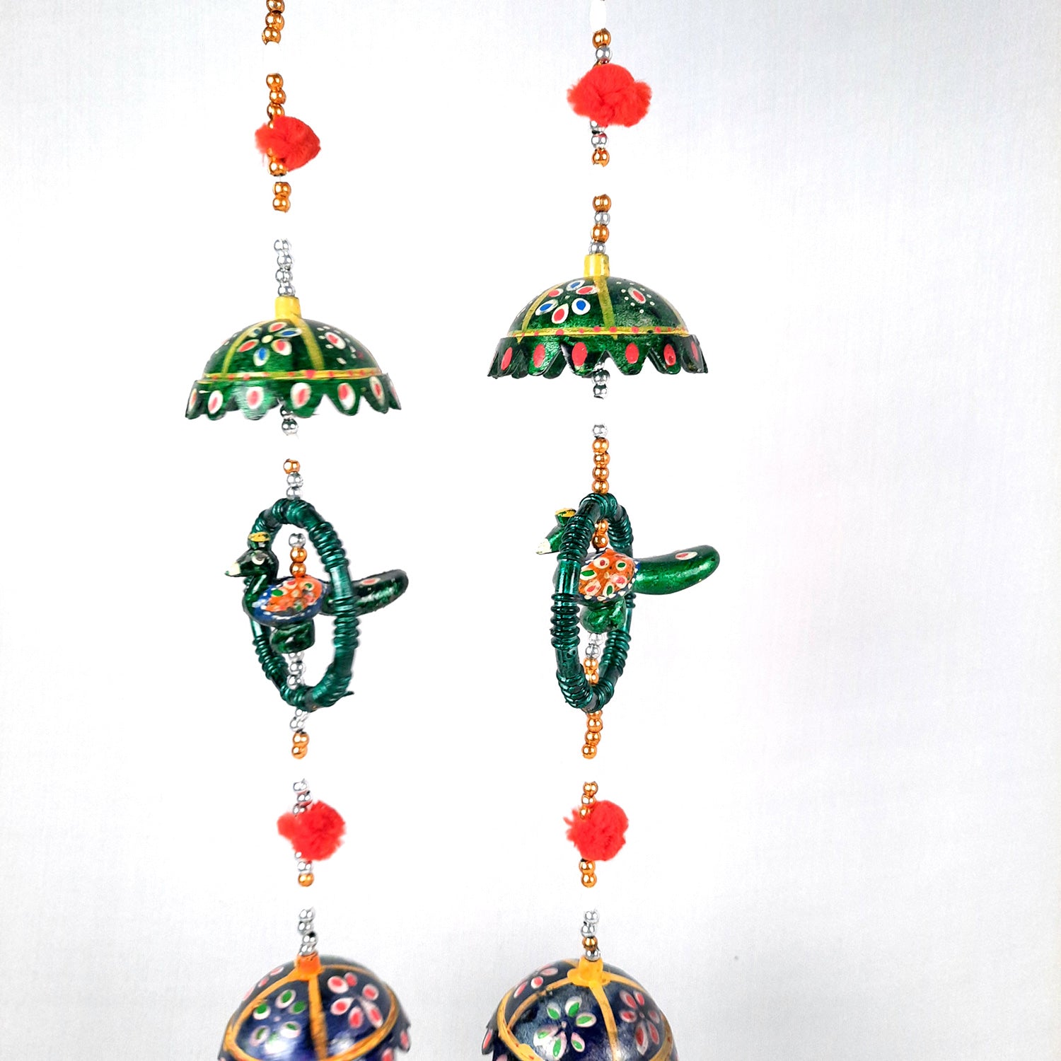 Latkan Toran Wall Hanging | Rajasthani Hangings with Bells - Elephant in Ring Design - for Main Door, Entrance, Wall, Home, Diwali Decoration - 38 Inch - apkamart #Style_Peacock