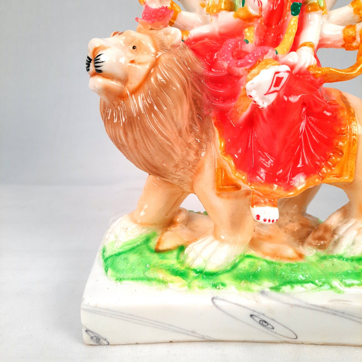 Durga Maa Sitting on Lion Statue | Sherawali Mata Rani Idol Murti - for Home Decor, Puja Room, Office Desk & Gift - 10 Inch - apkamart