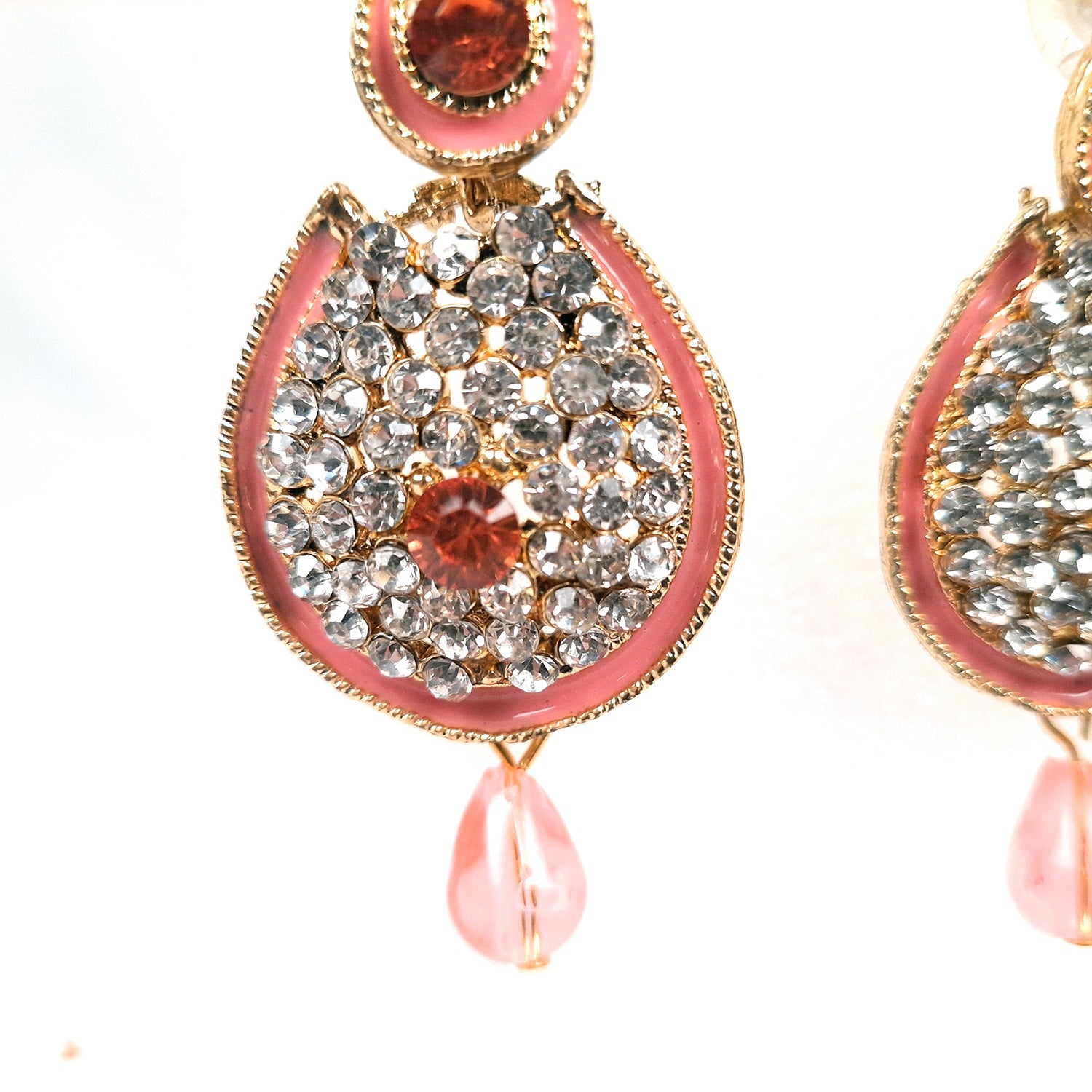 Earrings - Pink Dangle Chandelier | American Diamond Jewelry | Latest Stylish Fashion Jewellery | Gifts for Her, Friendship Day, Valentine's Day Gift - apkamart