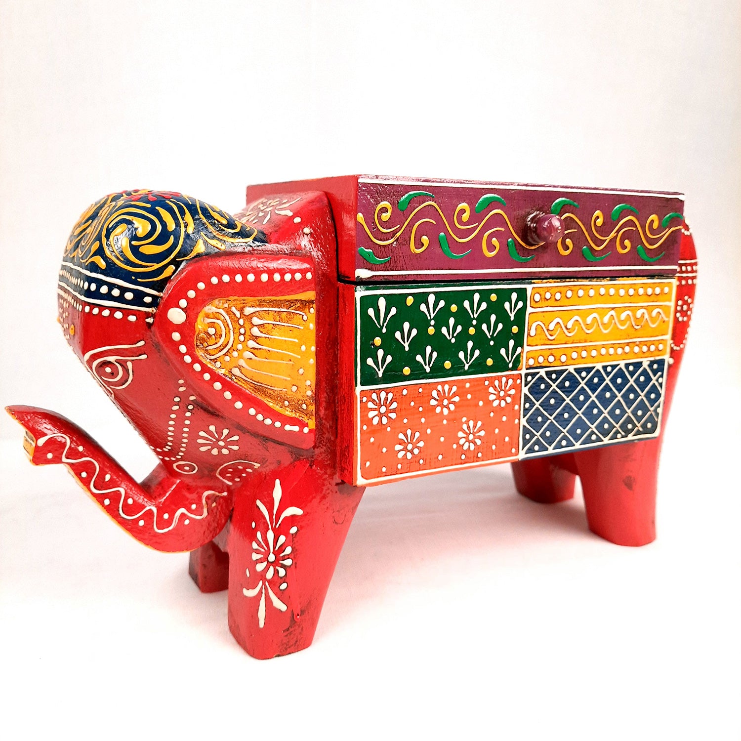 Jewellery Box - Elephant Design | Decorative Wooden Jewelry Box - For Earring, Necklace & Gifts - 11 Inch