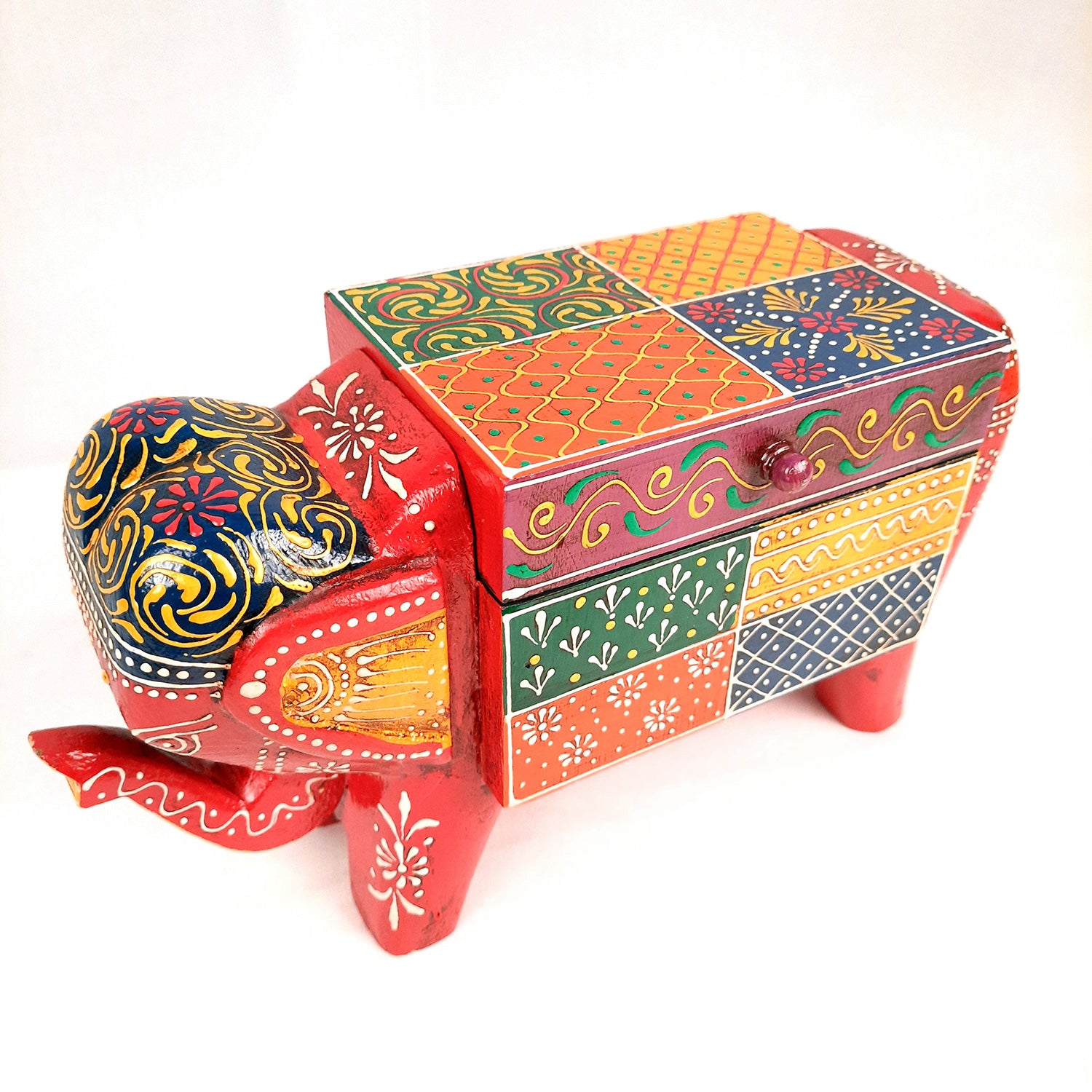 Jewellery Box - Elephant Design | Decorative Wooden Jewelry Box - For Earring, Necklace & Gifts - 11 Inch