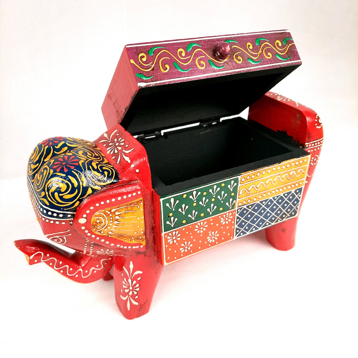 Jewellery Box - Elephant Design | Decorative Wooden Jewelry Box - For Earring, Necklace & Gifts - 11 Inch