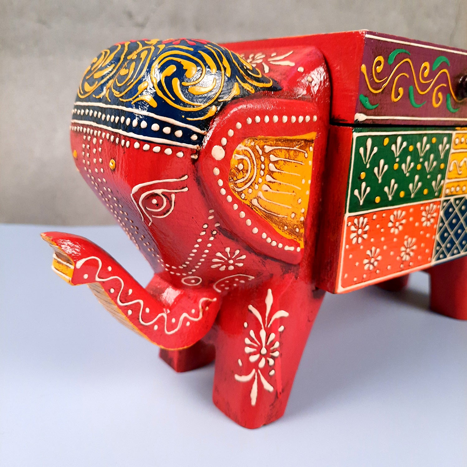 Jewellery Box - Elephant Design | Decorative Wooden Jewelry Box - For Earring, Necklace & Gifts - 11 Inch