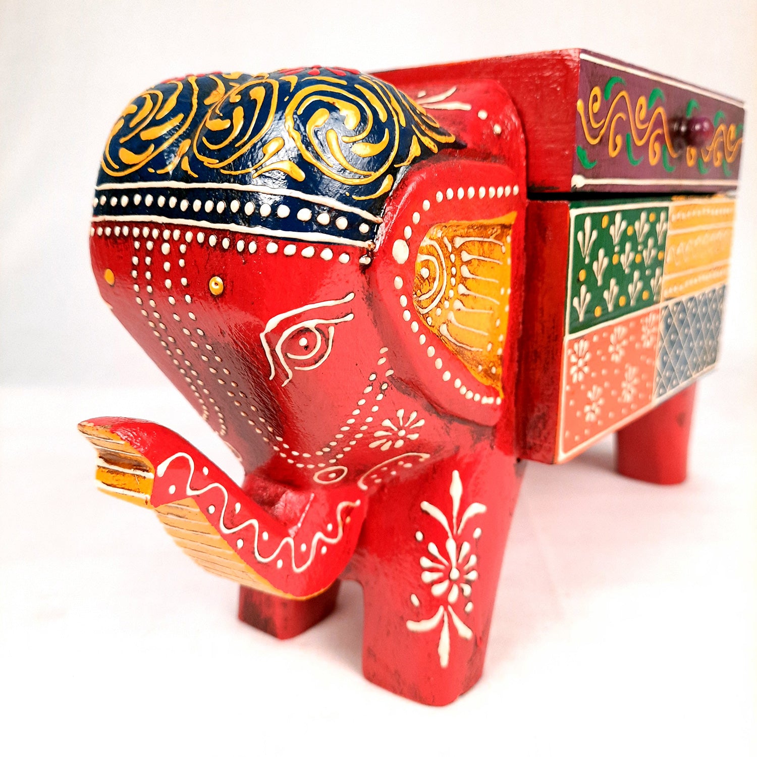 Jewellery Box - Elephant Design | Decorative Wooden Jewelry Box - For Earring, Necklace & Gifts - 11 Inch