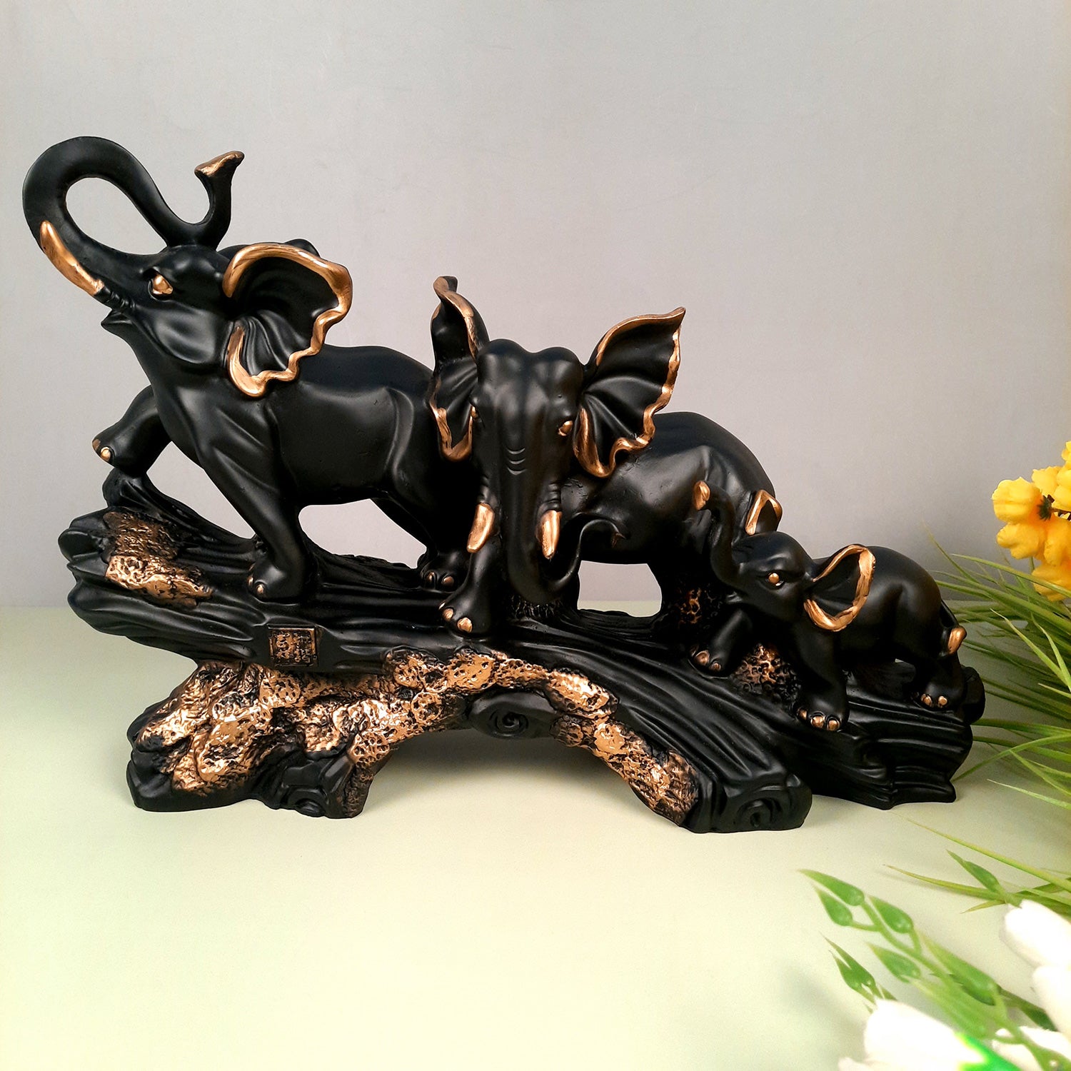 Elephant Statue Showpiece | Elephant Figurines for Vastu & Good Luck - for Home Decor, Living Room, Office Desk & Gifts - 17 inch - apkamart