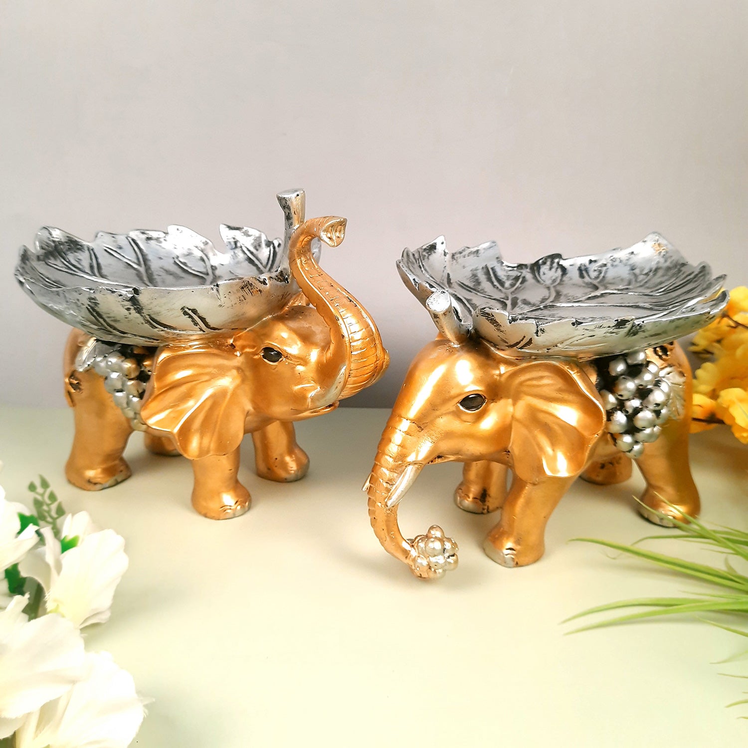 Elephant Statue Showpiece Set | Elephant Figurines for Vastu & Good Luck - for Home Decor, Living Room, Office Desk & Gifts