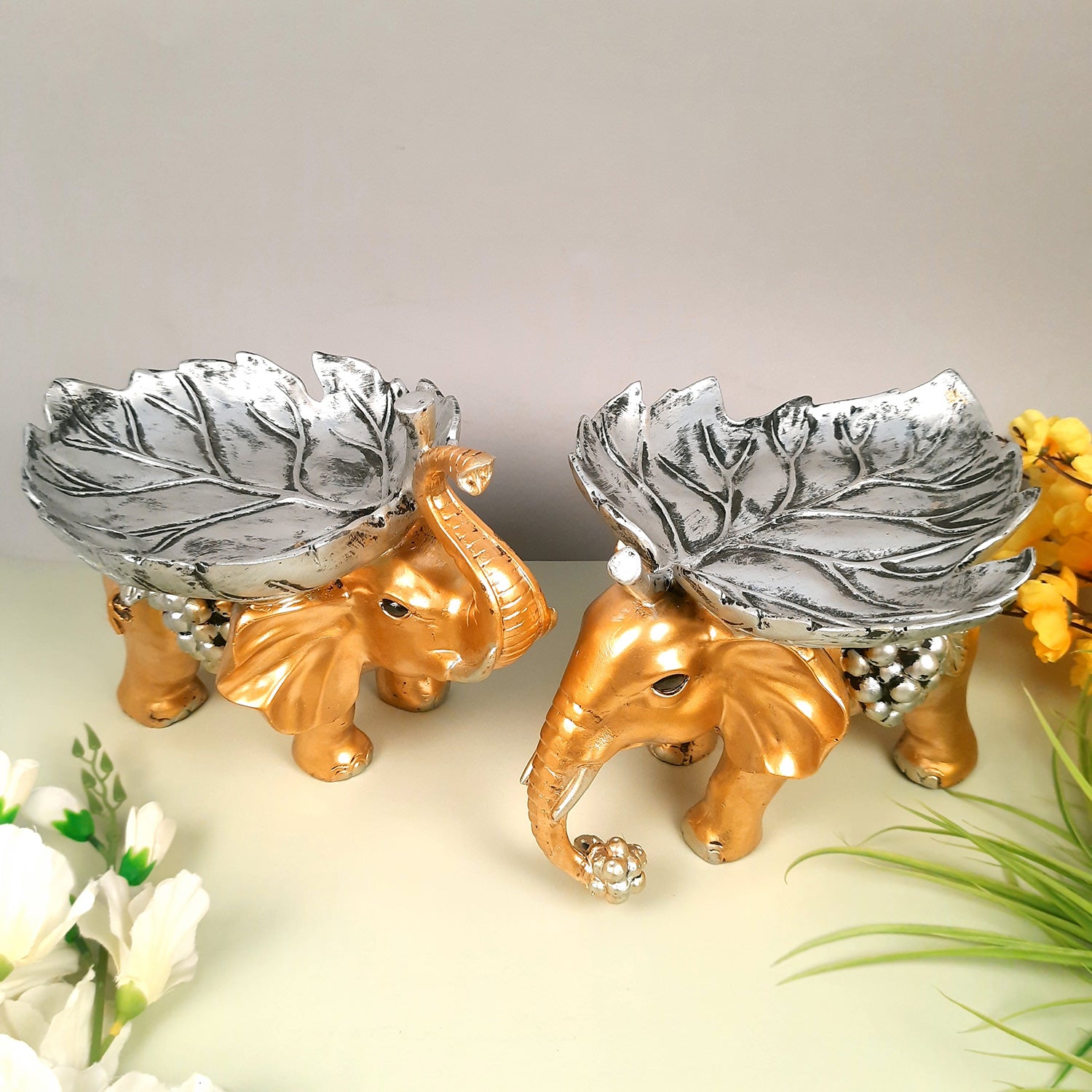 Elephant Statue Showpiece Set | Elephant Figurines for Vastu & Good Luck - for Home Decor, Living Room, Office Desk & Gifts