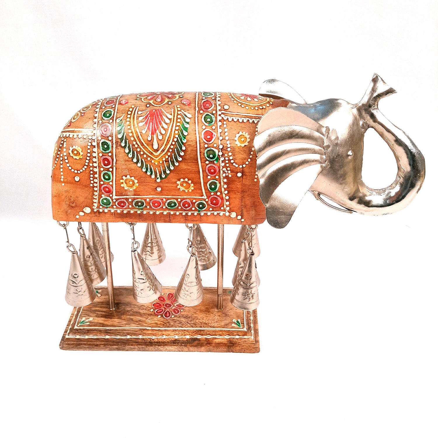 Elephant Showpiece Figurines | Metal Elephant Statue with Bells | Animal Sculptures - for Home, Vastu, Good Luck, Table & Office Decor & Gift - 10 Inch - Apkamart