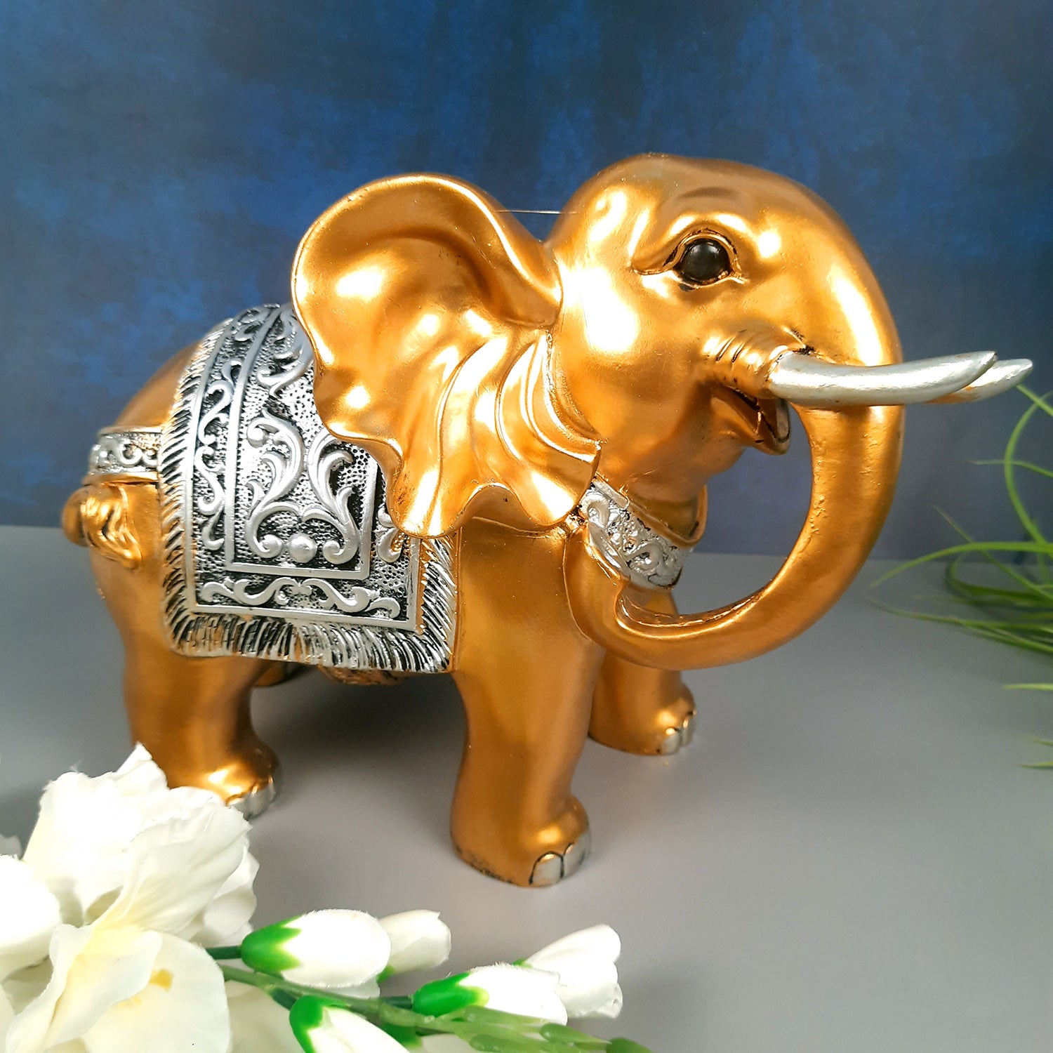 Elephant Statue Showpiece Set | Elephant Figurines for Vastu & Good Luck - for Home Decor, Living Room, Office Desk & Gifts - Apkamart #Style_Style 1