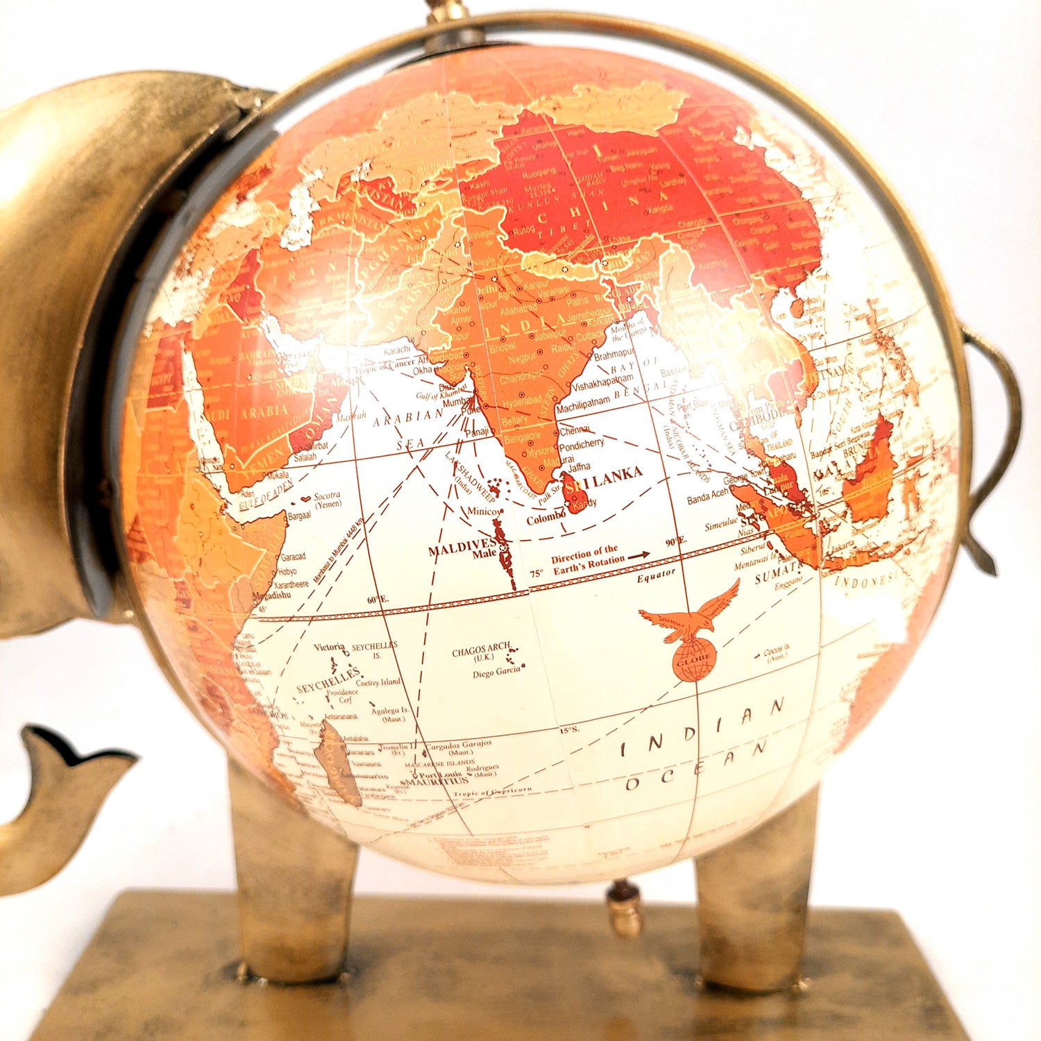 Elephant Globe - Antique Showpiece - For Table Decor & Gifts - 11 Inch - ApkaMart #Color_Gold