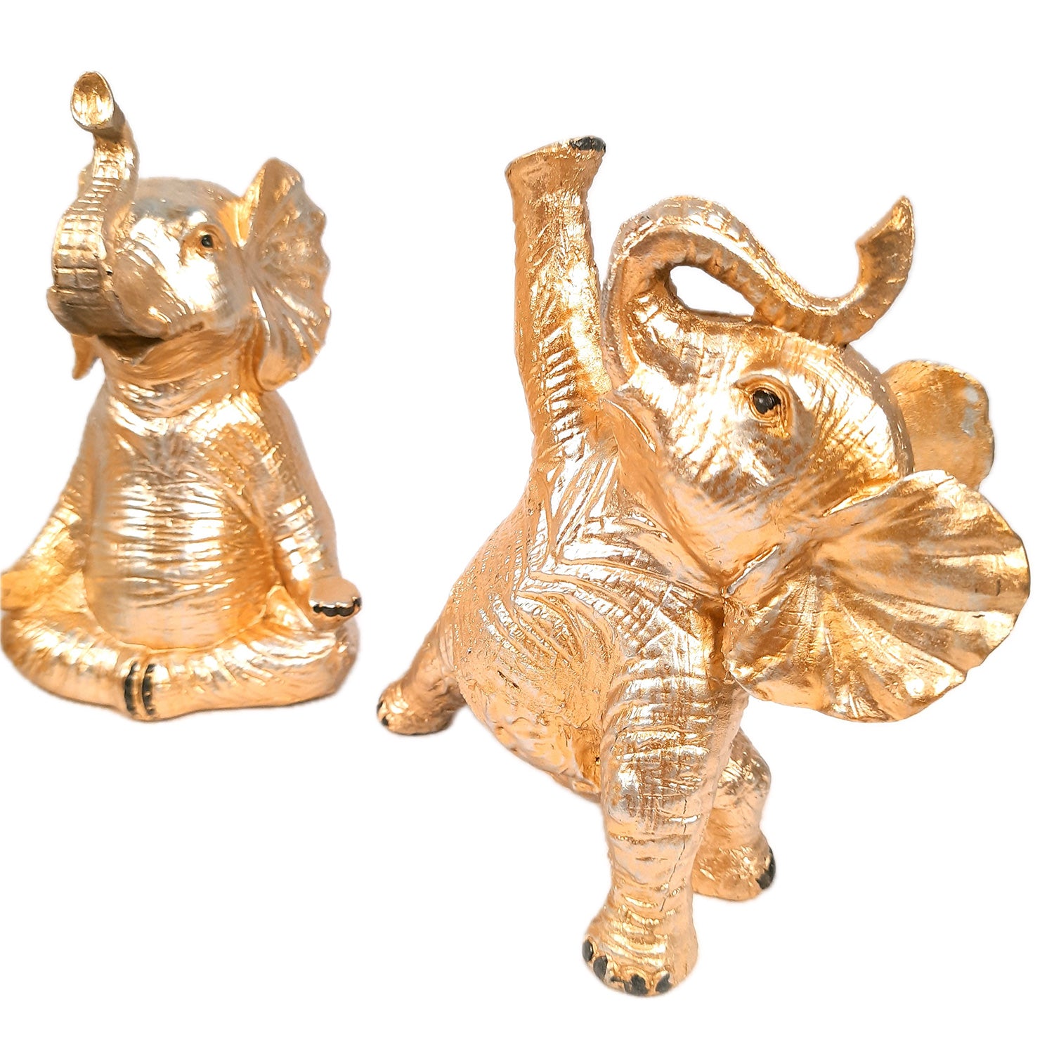 Elephant Statue - In Yoga Pose Showpiece Set | Elephant Figurines for Vastu & Good Luck - for Home Decor, Living Room, Office Desk & Gifts - Pack of 3 - Apkamart