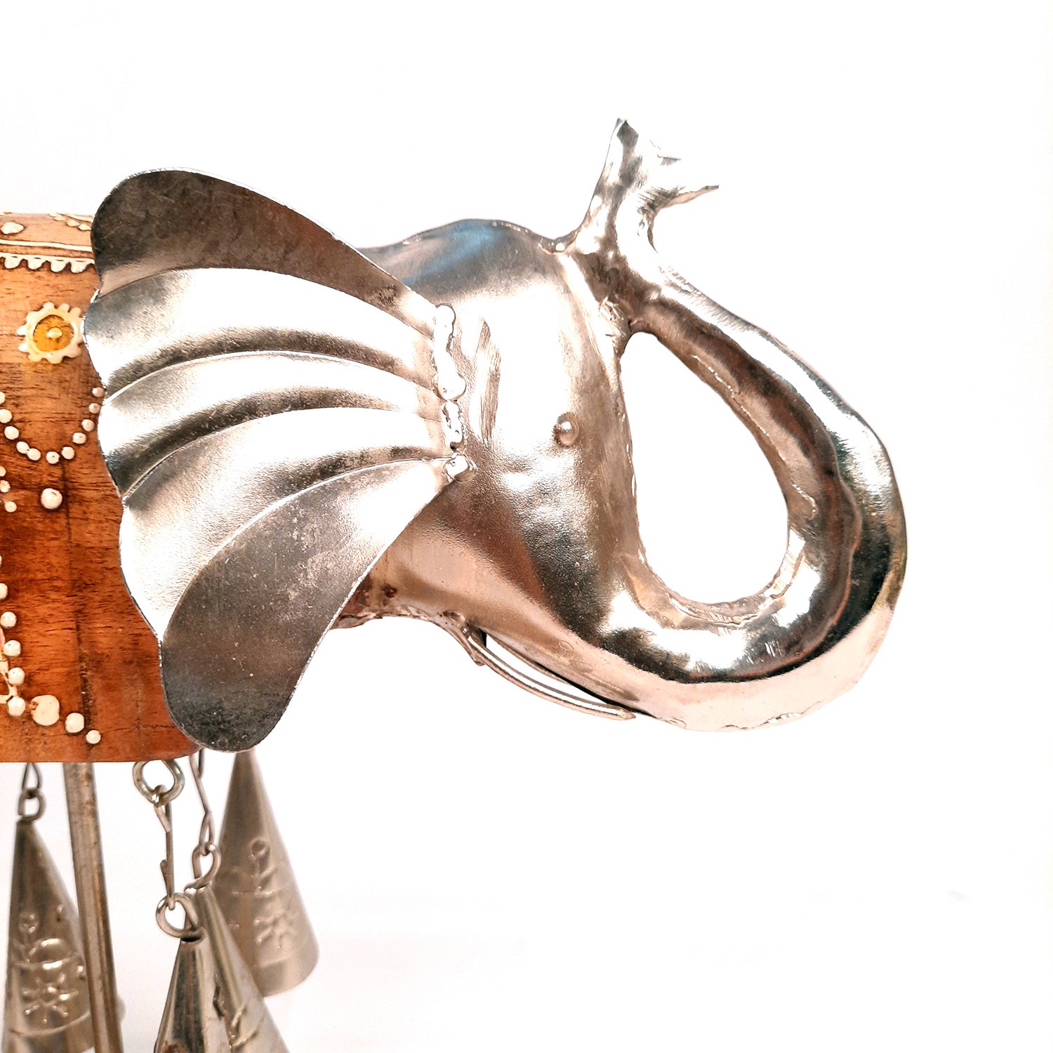 Elephant Showpiece Figurines | Metal Elephant Statue with Bells | Animal Sculptures - for Home, Vastu, Good Luck, Table & Office Decor & Gift - 10 Inch - apkamart