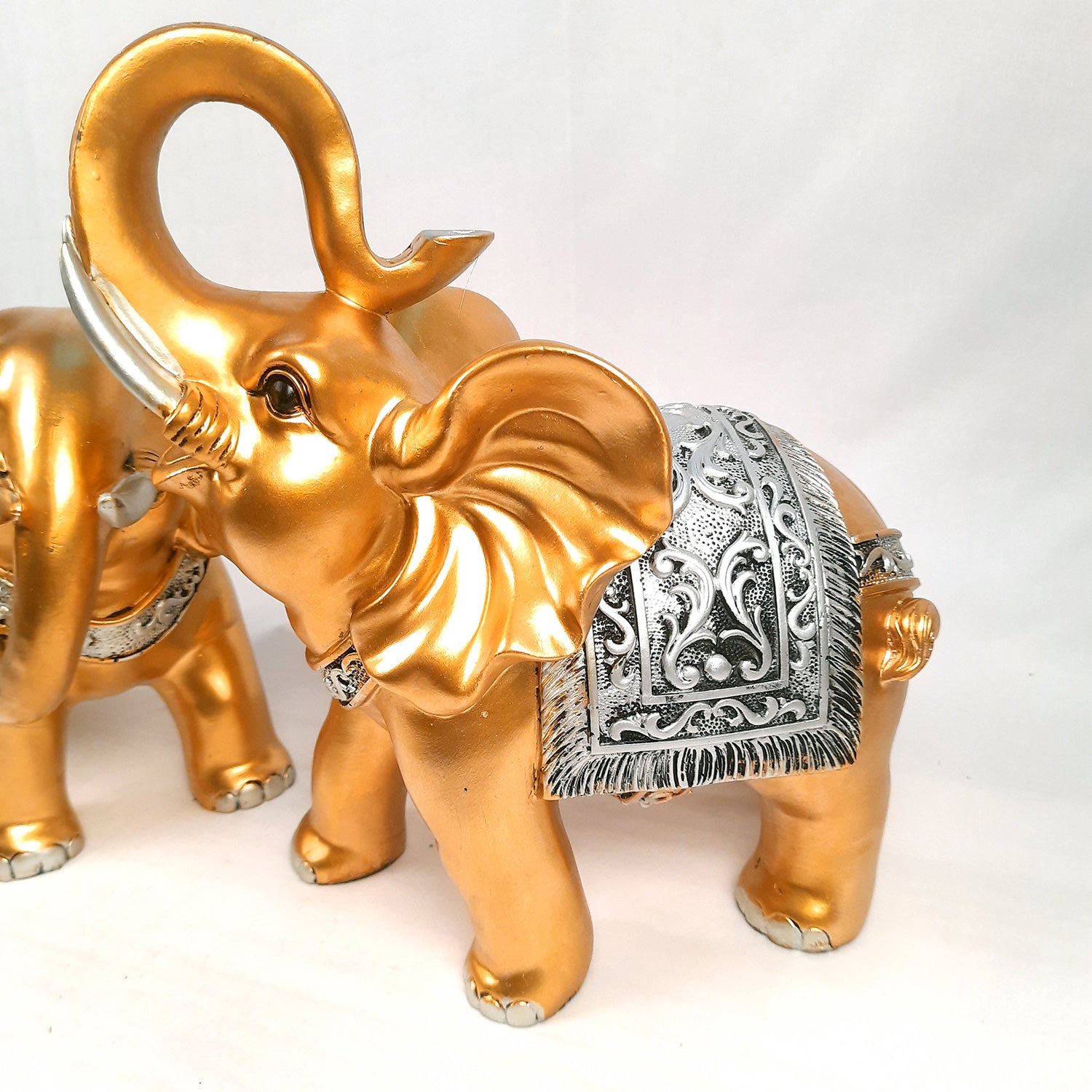 Elephant Statue Showpiece Set | Elephant Figurines for Vastu & Good Luck - for Home Decor, Living Room, Office Desk & Gifts - Apkamart #Style_Style 1