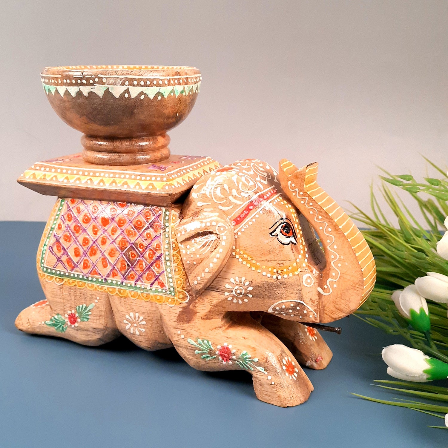 Elephant & Camel Showpiece With Bowl | Animal Figurines - for Vastu, Showpieces for Home Table, Living Room Decor & Gifts -apkamart #Style_Elephant