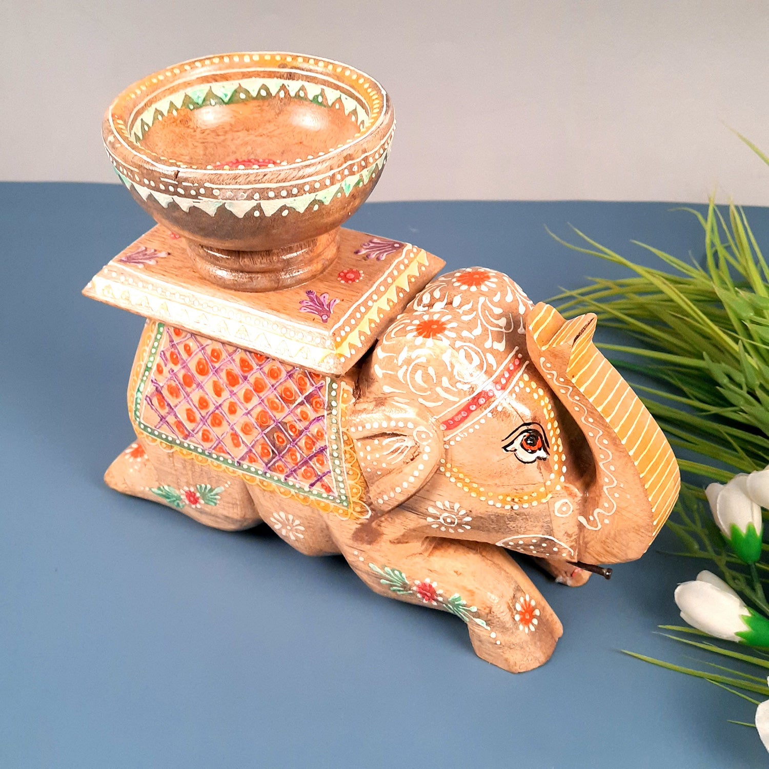 Elephant & Camel Showpiece With Bowl | Animal Figurines - for Vastu, Showpieces for Home Table, Living Room Decor & Gifts -apkamart #Style_Elephant