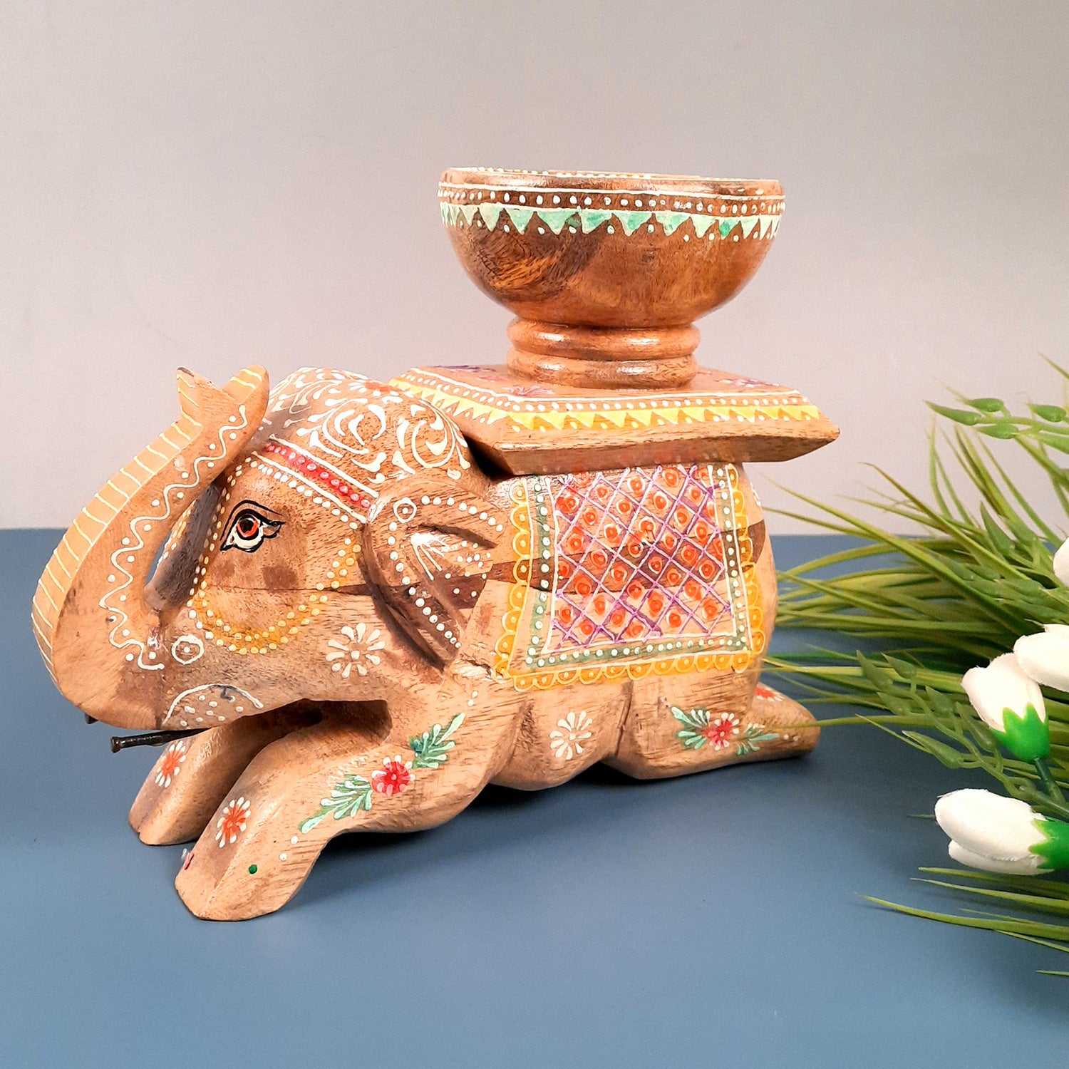 Elephant & Camel Showpiece With Bowl | Animal Figurines - for Vastu, Showpieces for Home Table, Living Room Decor & Gifts -apkamart #Style_Elephant