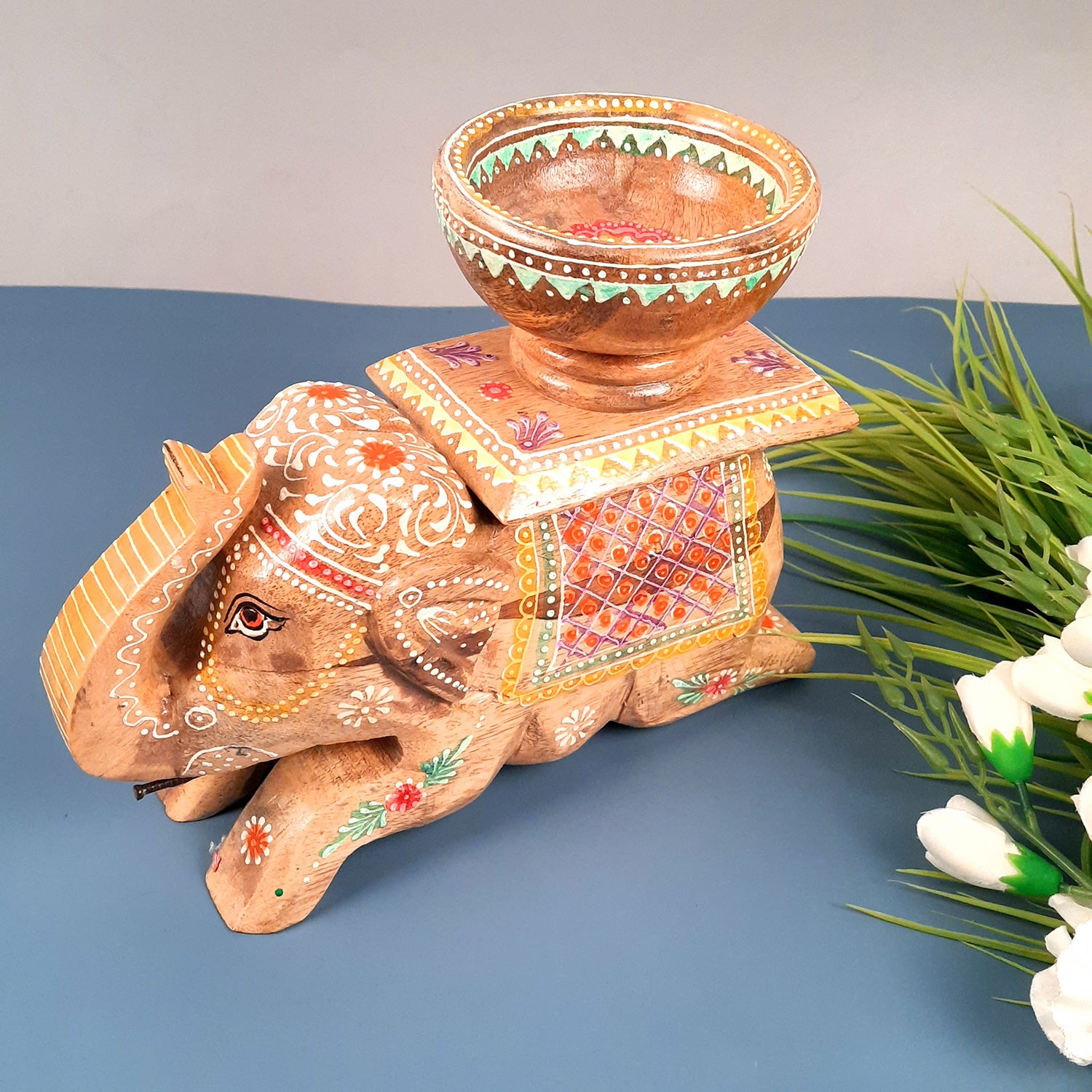 Elephant & Camel Showpiece With Bowl | Animal Figurines - for Vastu, Showpieces for Home Table, Living Room Decor & Gifts -apkamart #Style_Elephant