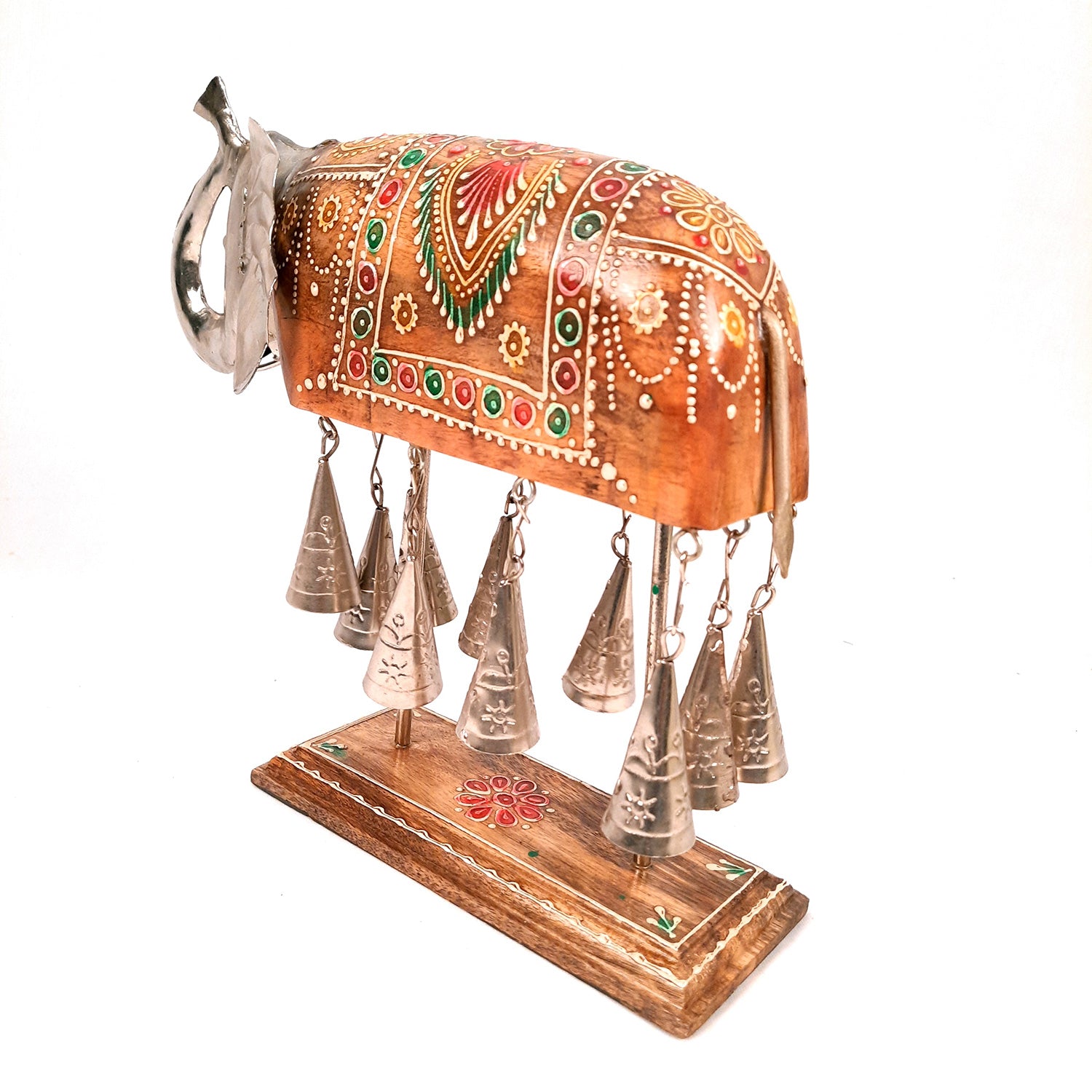 Elephant Showpiece Figurines | Metal Elephant Statue with Bells | Animal Sculptures - for Home, Vastu, Good Luck, Table & Office Decor & Gift - 10 Inch - Apkamart