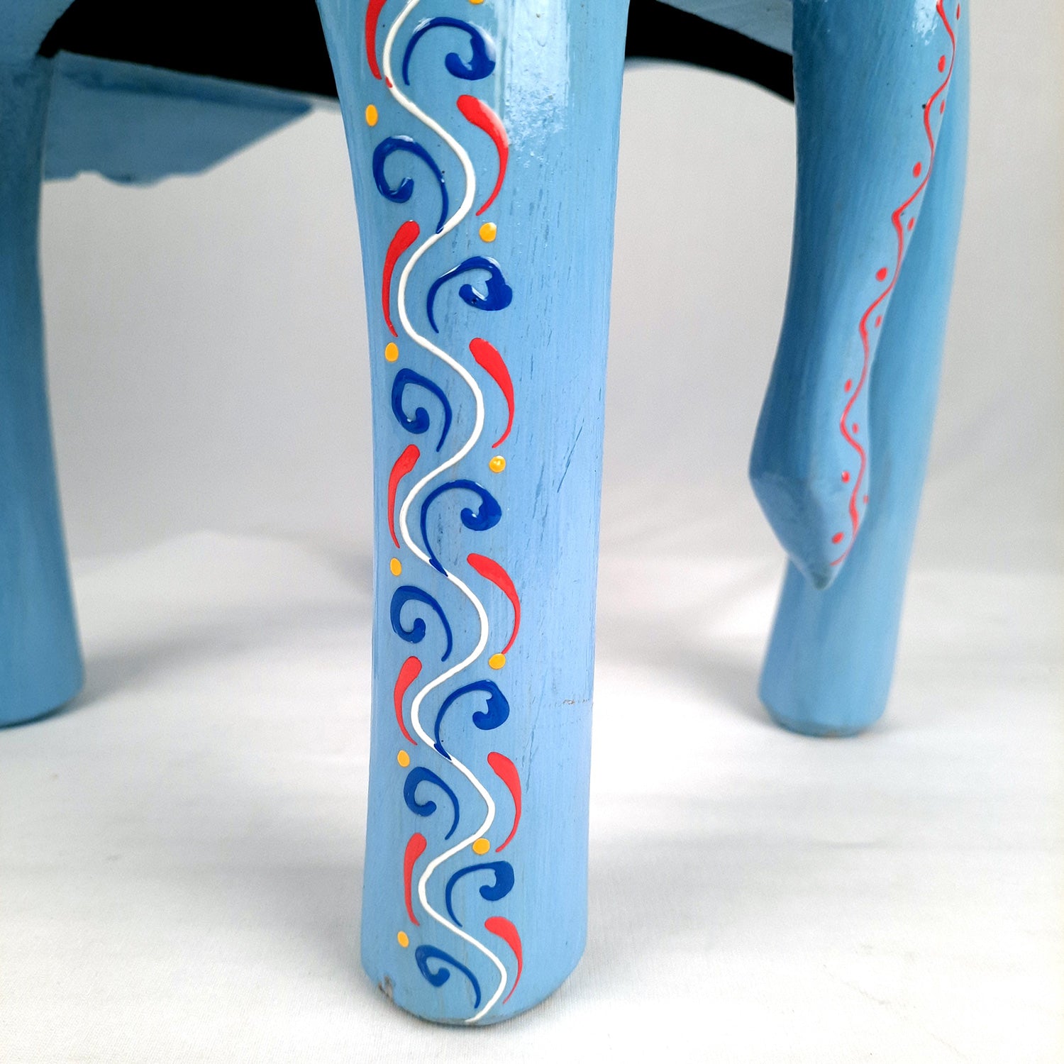 Side Table Cum Stool - Elephant Design | Wooden Stools for Keeping Lamp, Vases & Plants - for Home Decor, Corners, Sofa Side Stool, Office & Gifts - 12 Inch - Apkamart #Color_Blue