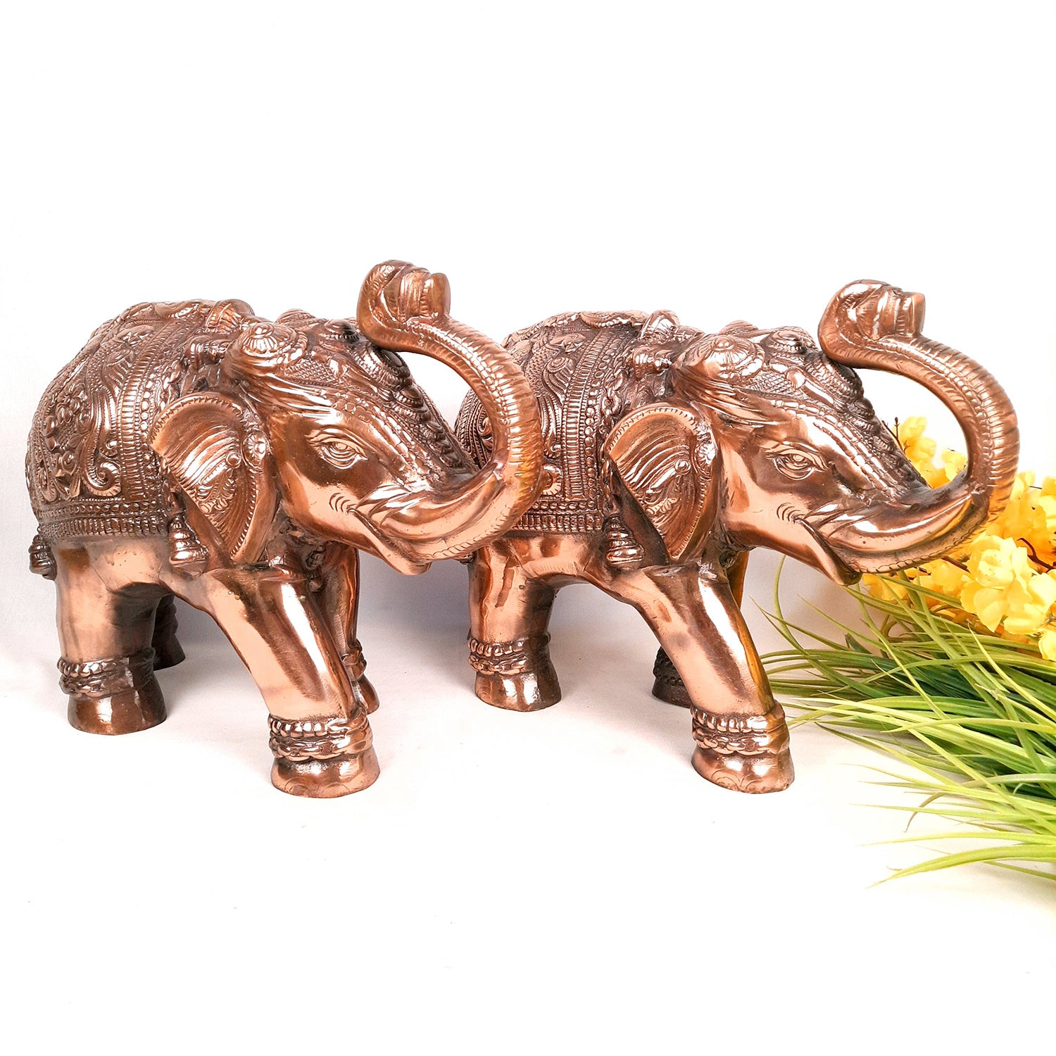 Elephant Statue Showpiece | Elephant Sculpture - for Vastu, Good Luck, Prosperity, Home & Table Decor & Gifts - 12 Inch - Apkamart #Style_Pack of 2
