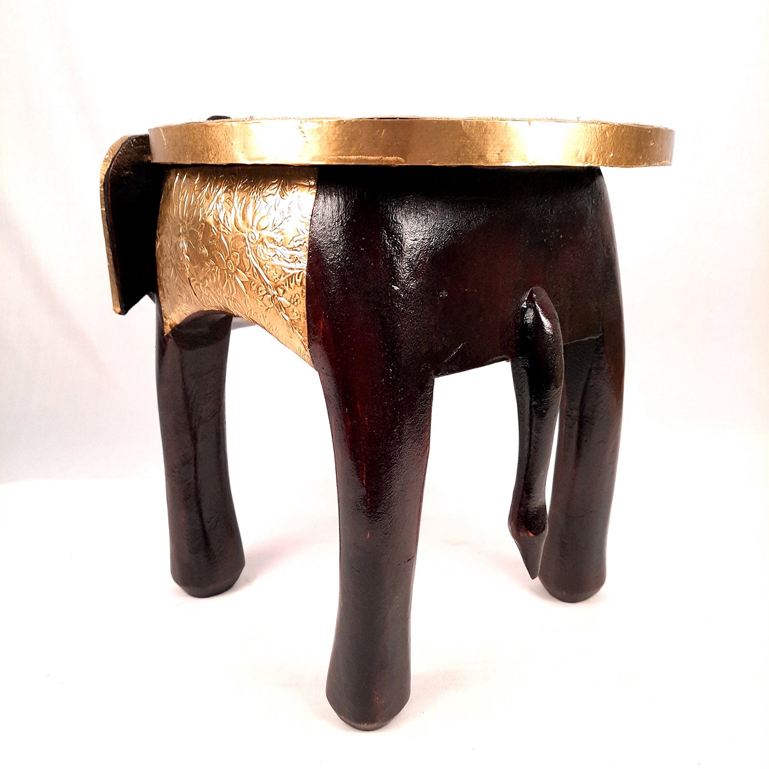 Elephant Design Brass Corner Table | Bed Side Table for Small Spaces - 12 Inch- Apkamart #Style_Style 3