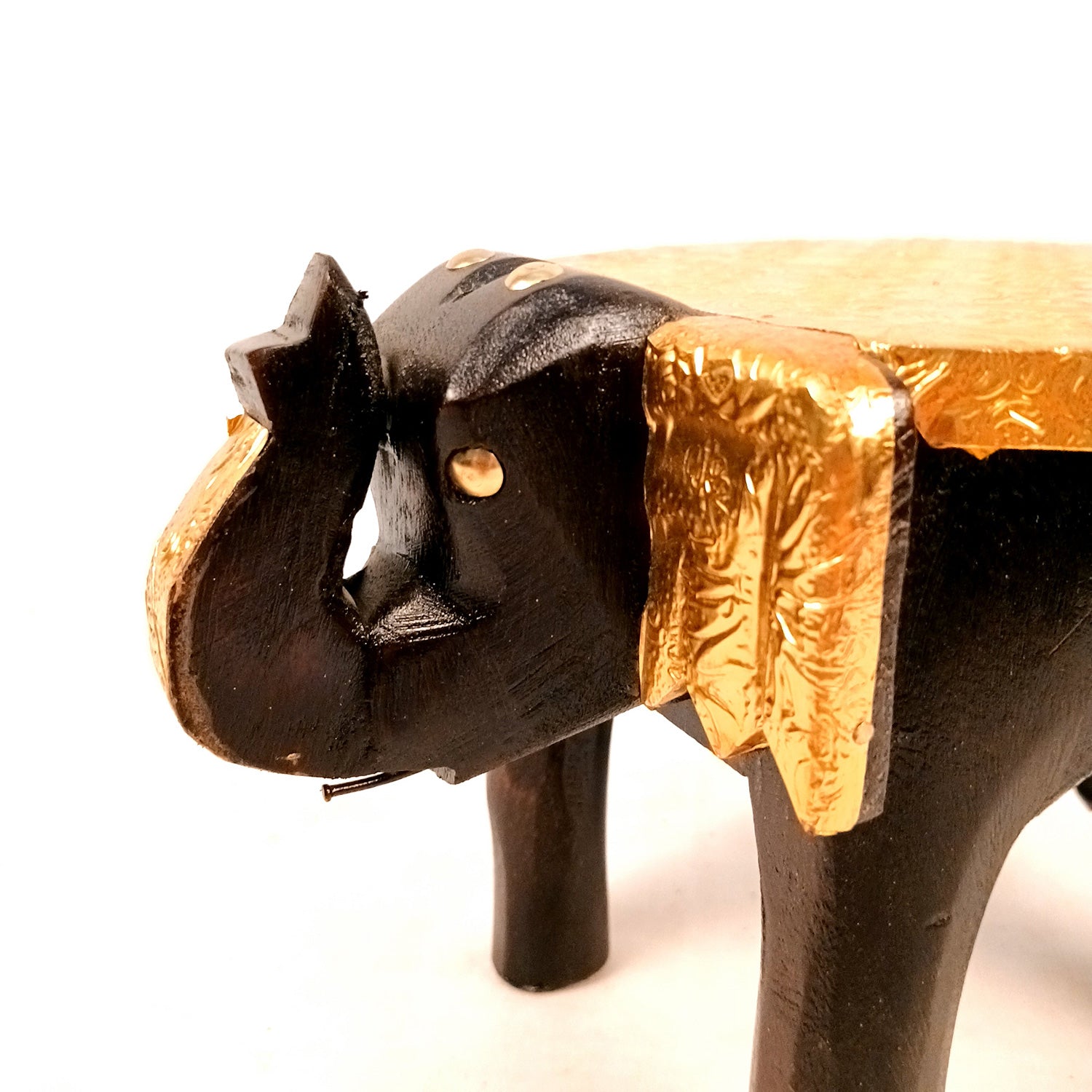 Elephant Showpiece - Stool Design | Brass Elephant Table Showpiece - for Placing Small Pots & Tea Lights - for Home, Living Room Decor & Gifts - apkamart