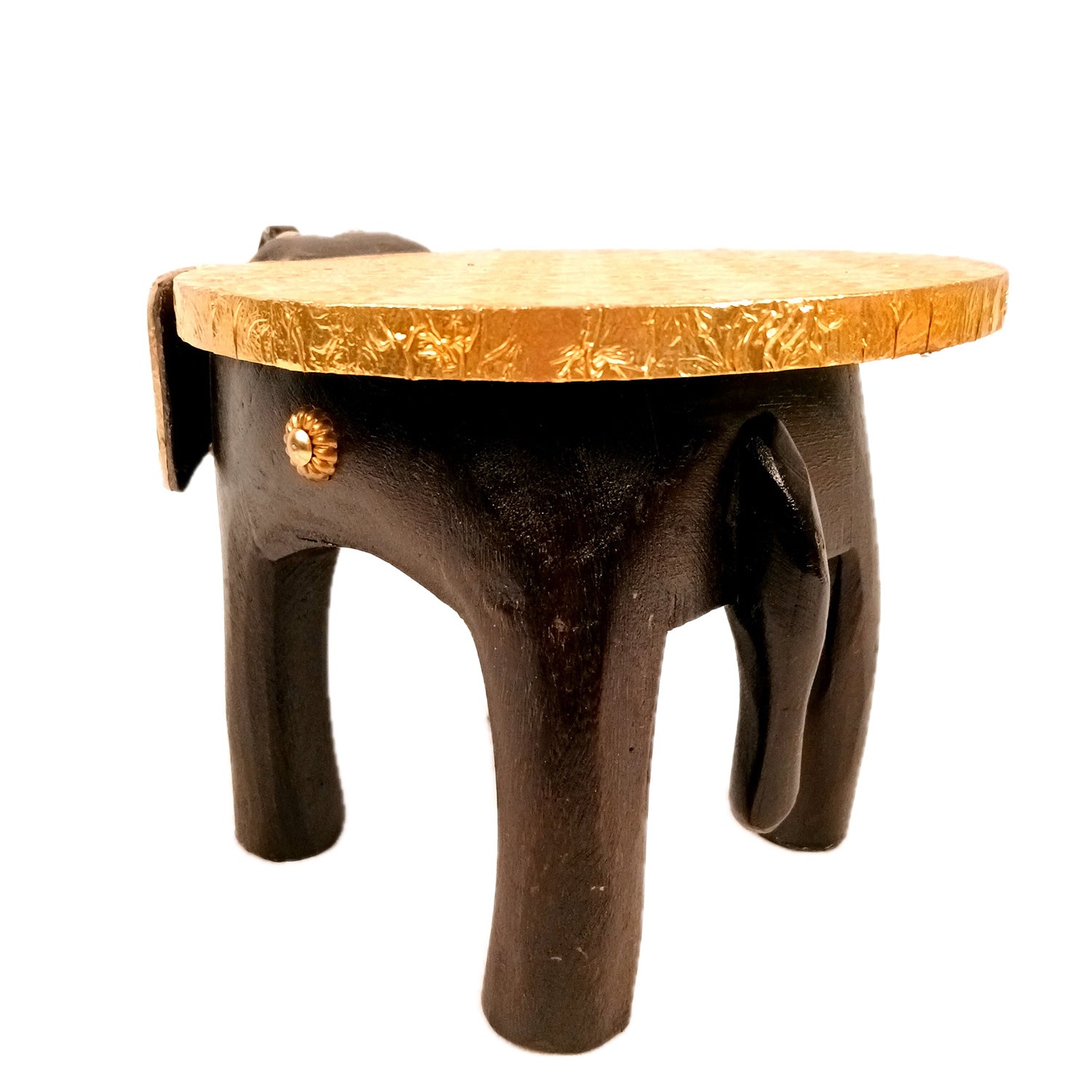 Elephant Showpiece - Stool Design | Brass Elephant Table Showpiece - for Placing Small Pots & Tea Lights - for Home, Living Room Decor & Gifts - apkamart