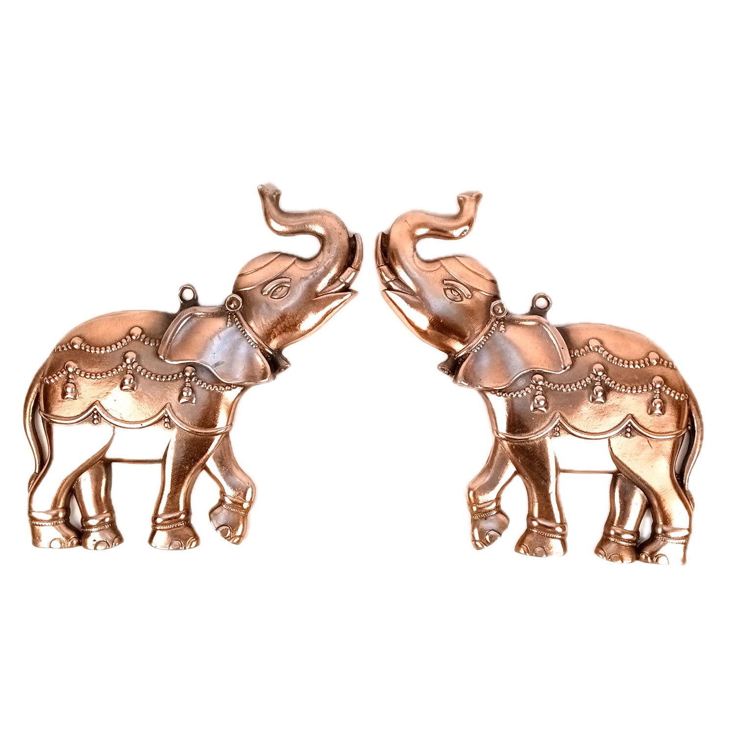 Elephant Wall Hanging | Metal Wall Art - For Vastu, Entrance, Home, Temple, Living Room Decor & Gifts- 13 Inch (Pack Of 2) - Apkamart