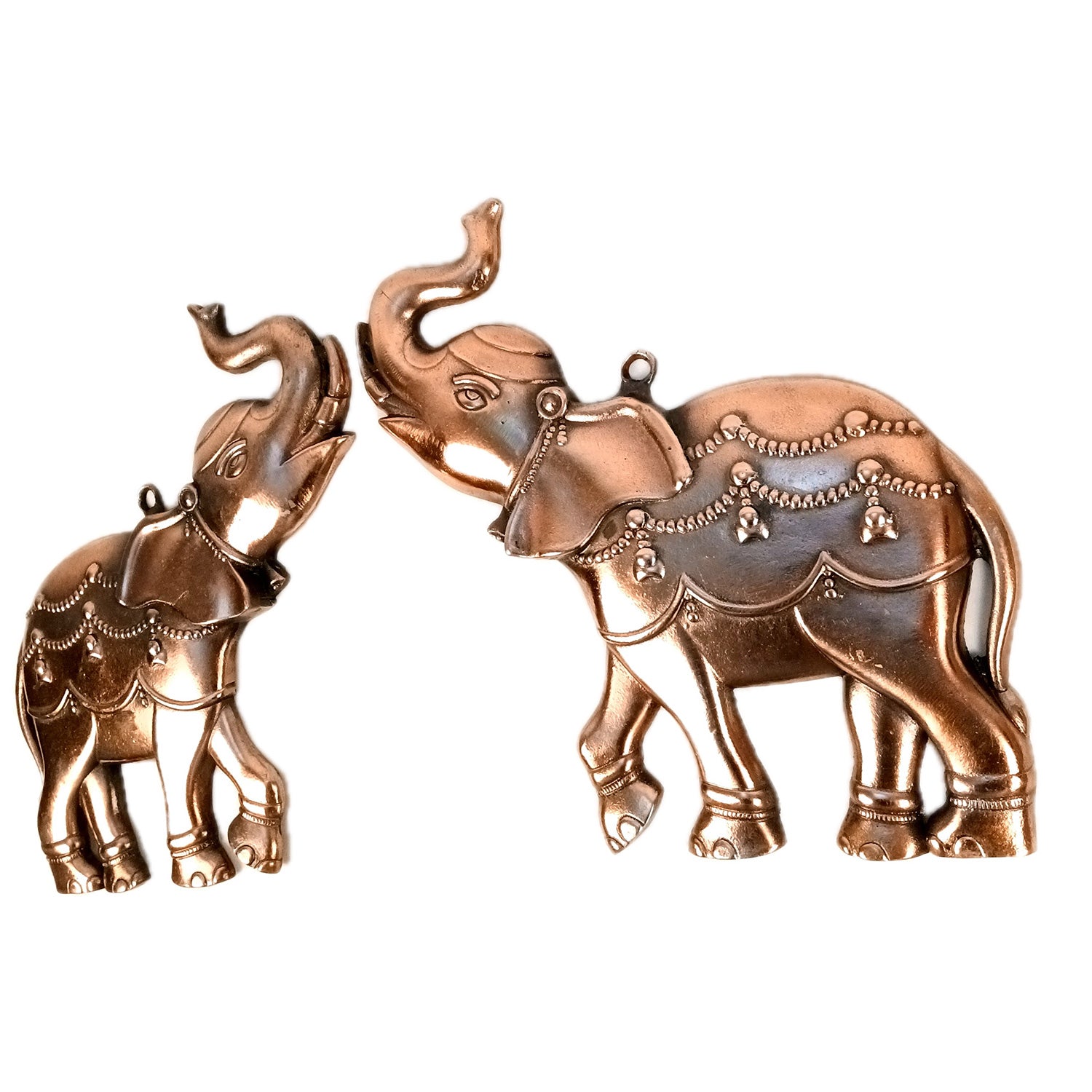 Elephant Wall Hanging | Metal Wall Art - For Vastu, Entrance, Home, Temple, Living Room Decor & Gifts- 13 Inch (Pack Of 2) - Apkamart